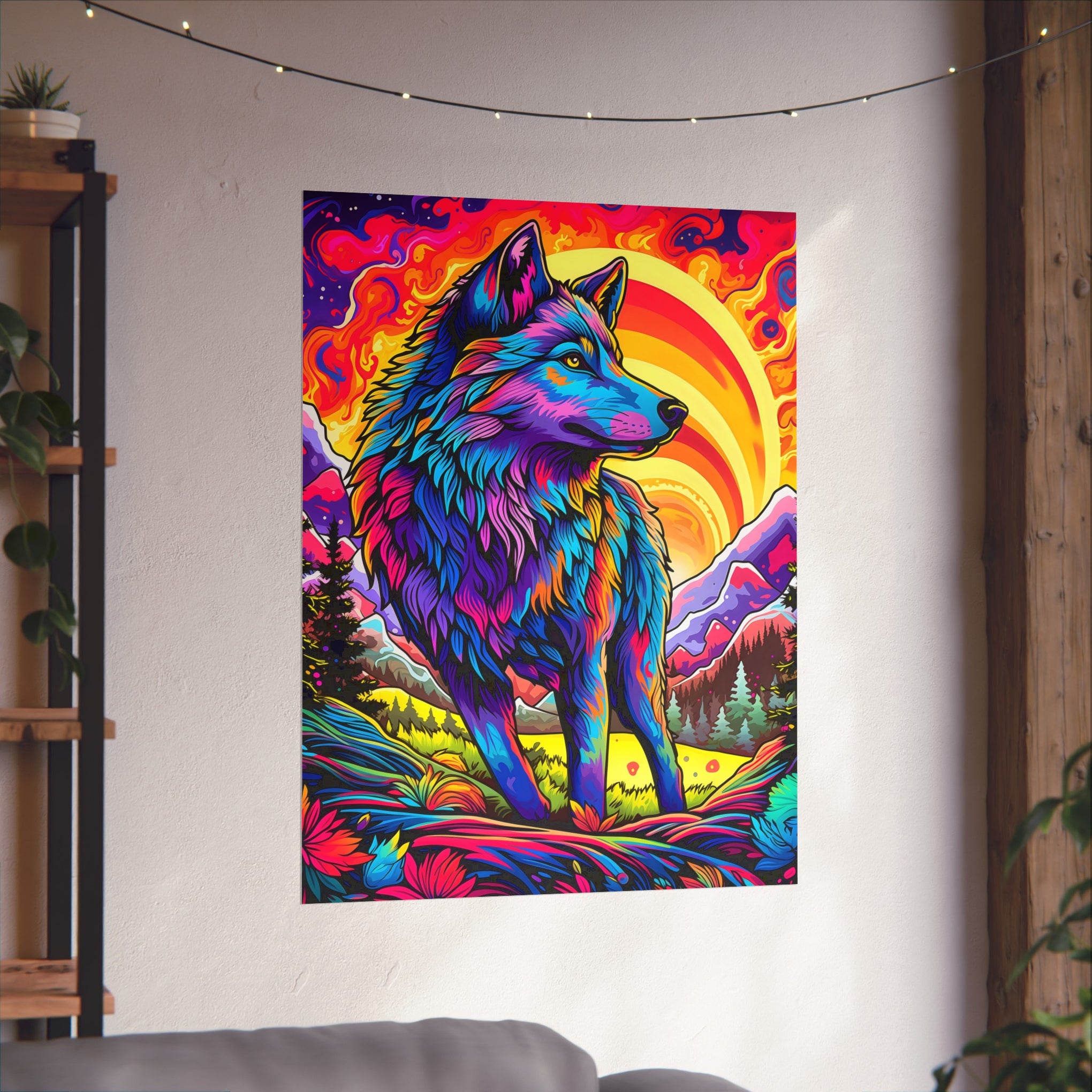 Embrace the Wild: Vintage Wolf Psychedelia Matte Posters