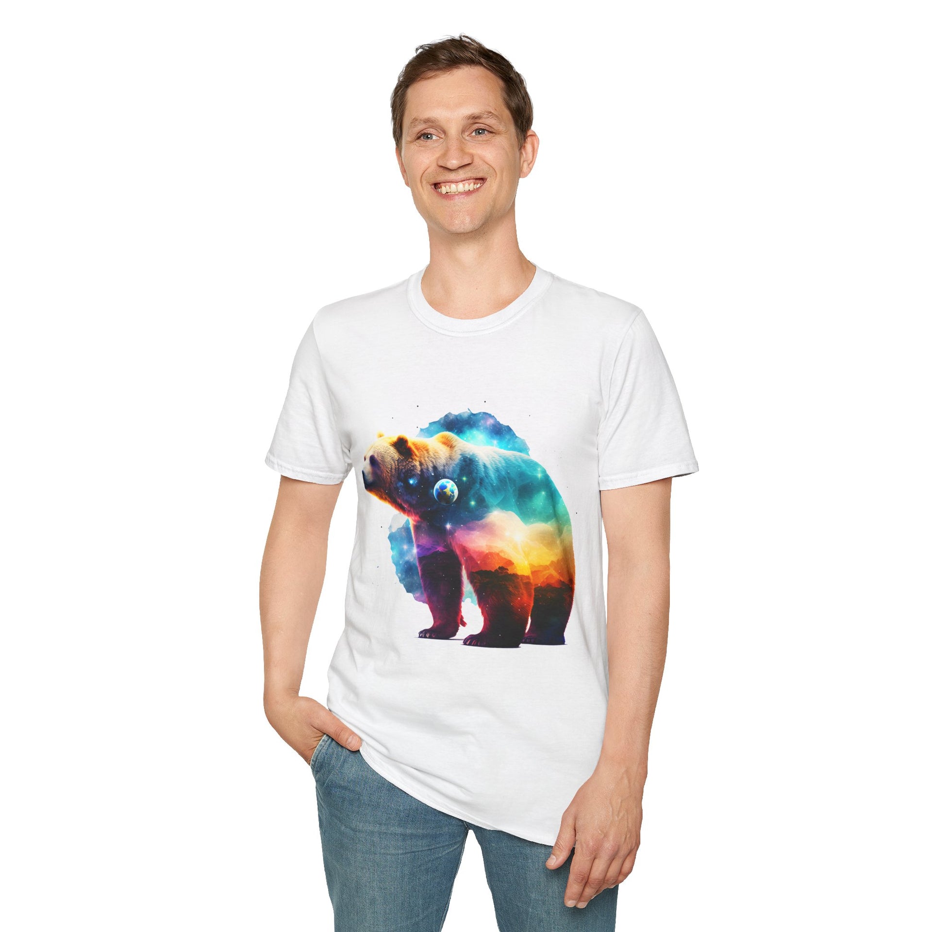 Majestic Bear T-Shirt with Surreal Cosmic Landscape 🌌🐻