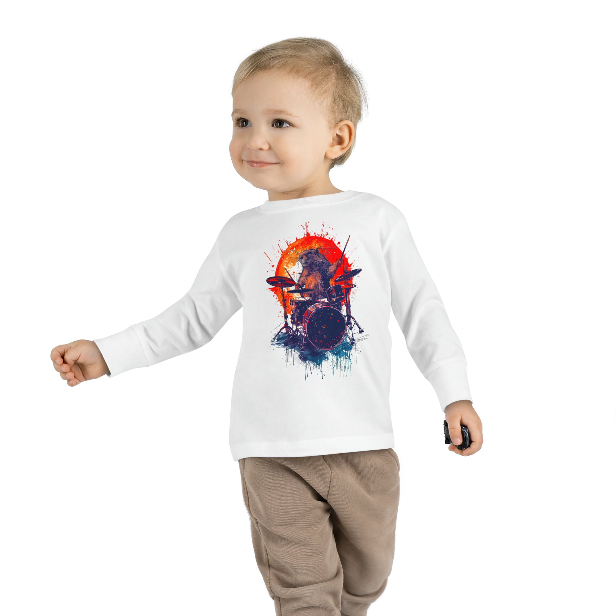 Musical Marmot: Beksinski Style Toddler Long Sleeve Tee for Heroic Adventures! | Toddler Long Sleeve Tee