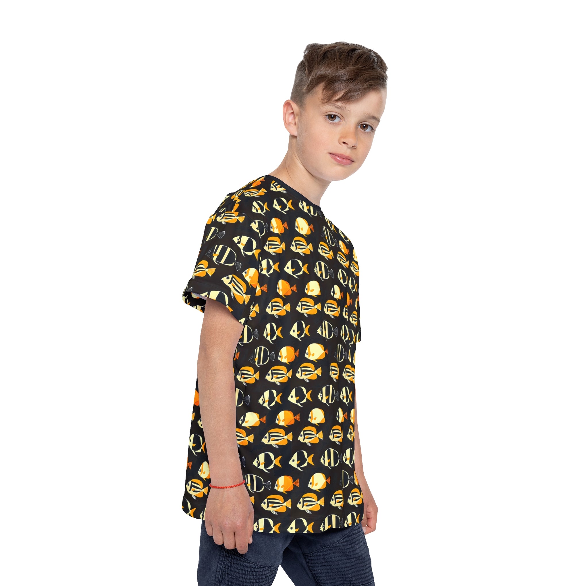 Zen Fish: Japanese Geometric Bannerfish Pattern Kids Sports Jersey (AOP)