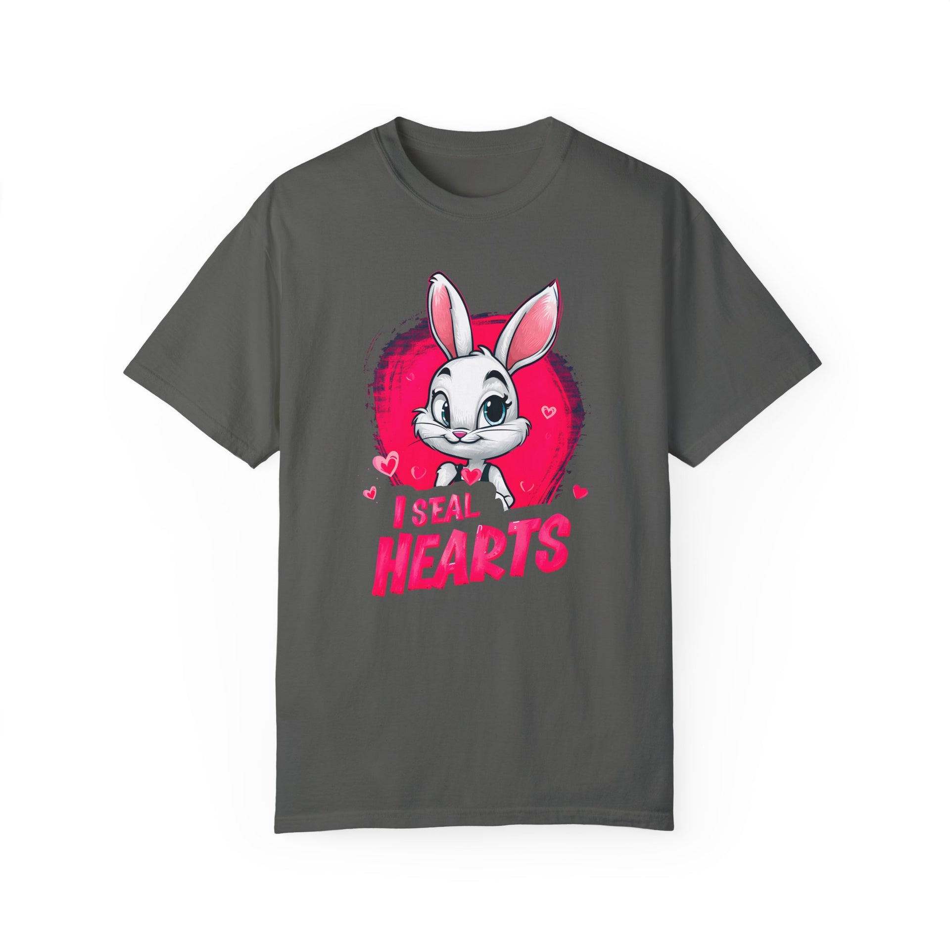 Hop to It, Heartbreaker: This Bunny Steals Smiles, Not Hearts | Valentine's Day | Unisex Garment-Dyed T-shirt