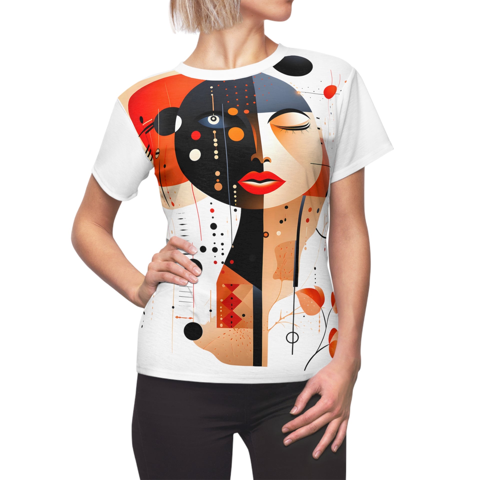 Unveiling Depths: Where Soul Meets Scribbles Women's Cut & Sew Tee (AOP)