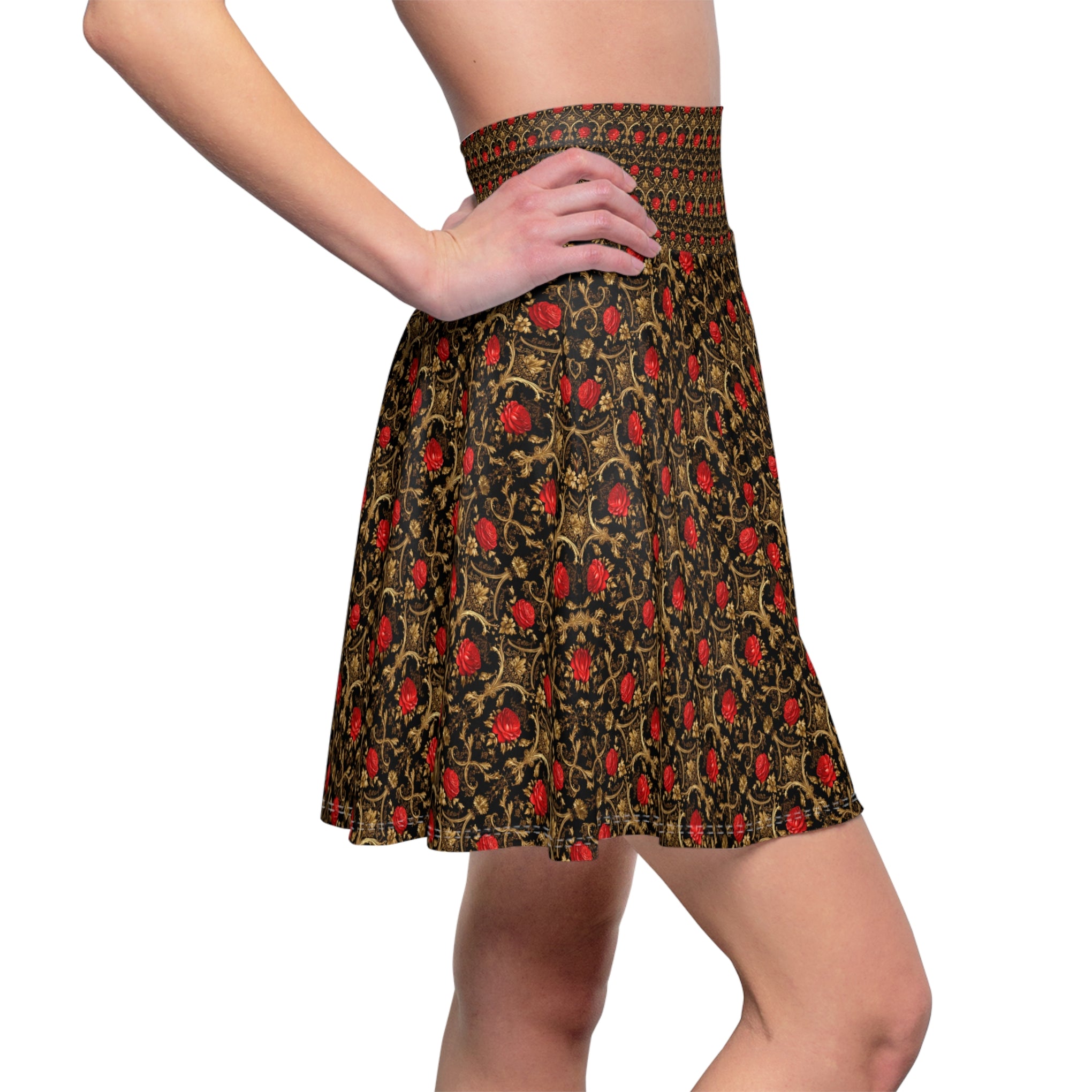 Twirl in Time: Where Vintage Elegance Meets Sparkly Romance | Women's Skater Skirt (AOP)