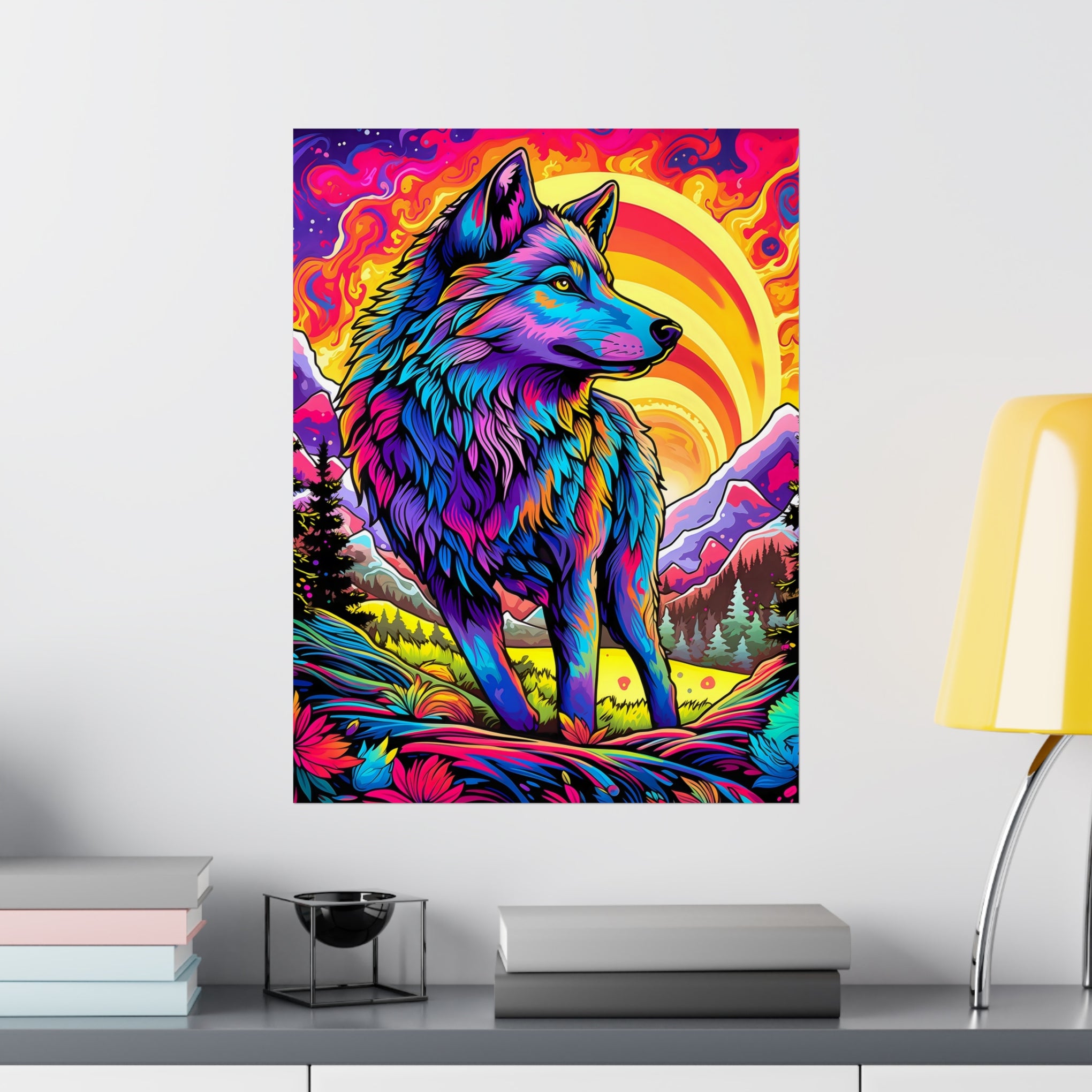 Embrace the Wild: Vintage Wolf Psychedelia Matte Posters