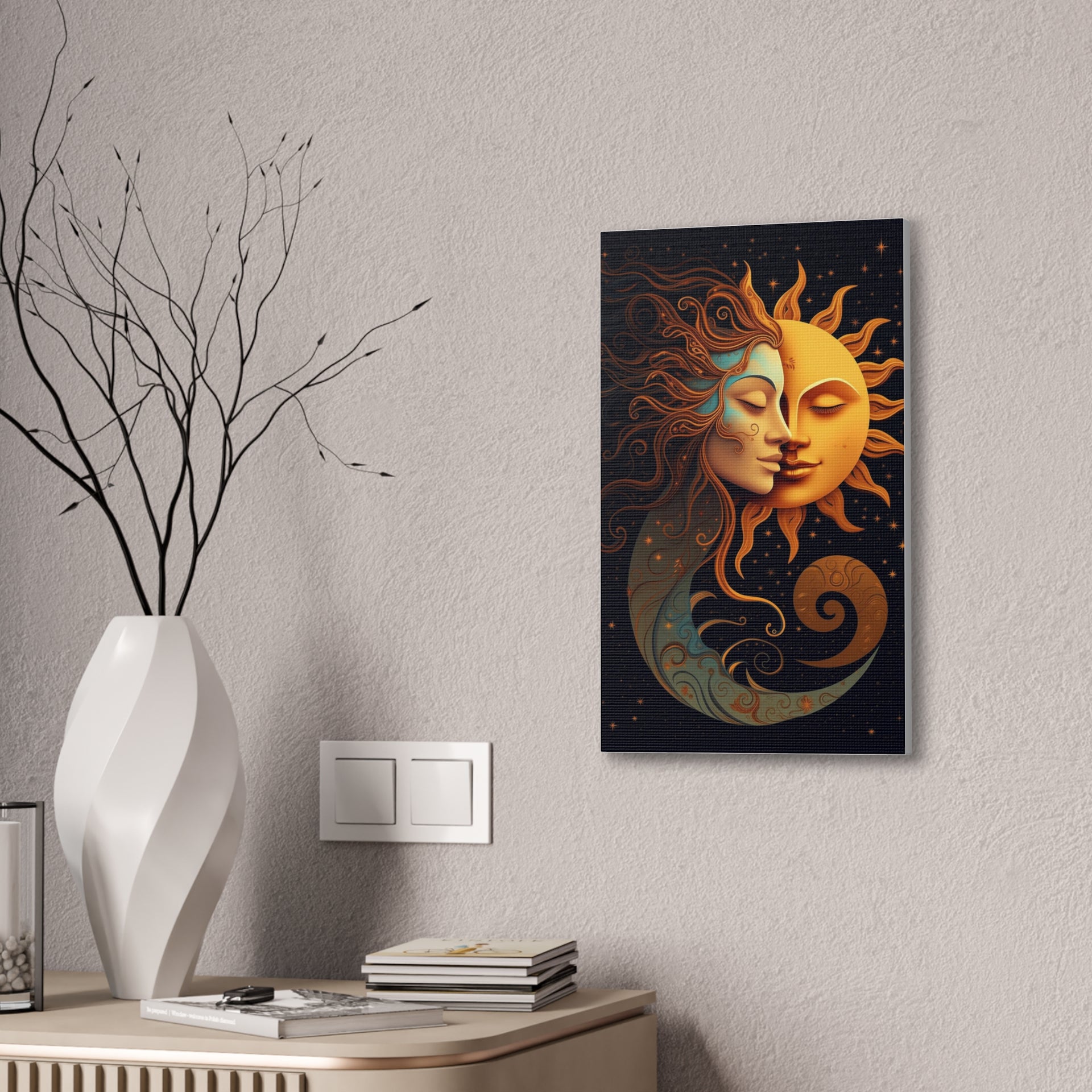 Celestial Harmony: Sun & Moon Canvas Print