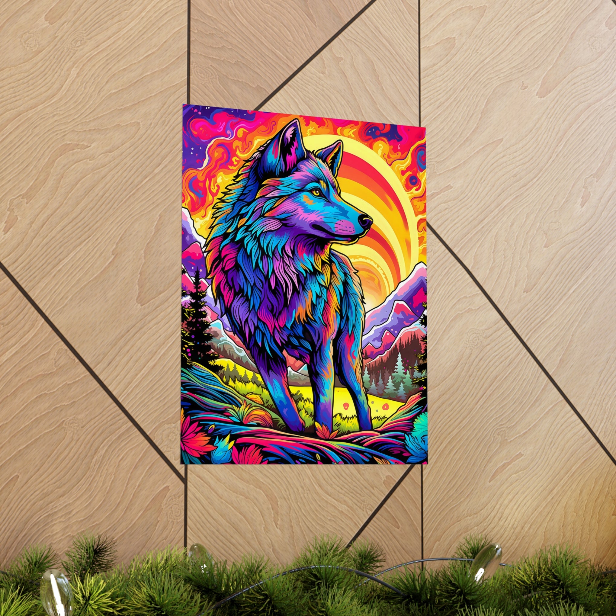 Embrace the Wild: Vintage Wolf Psychedelia Matte Posters