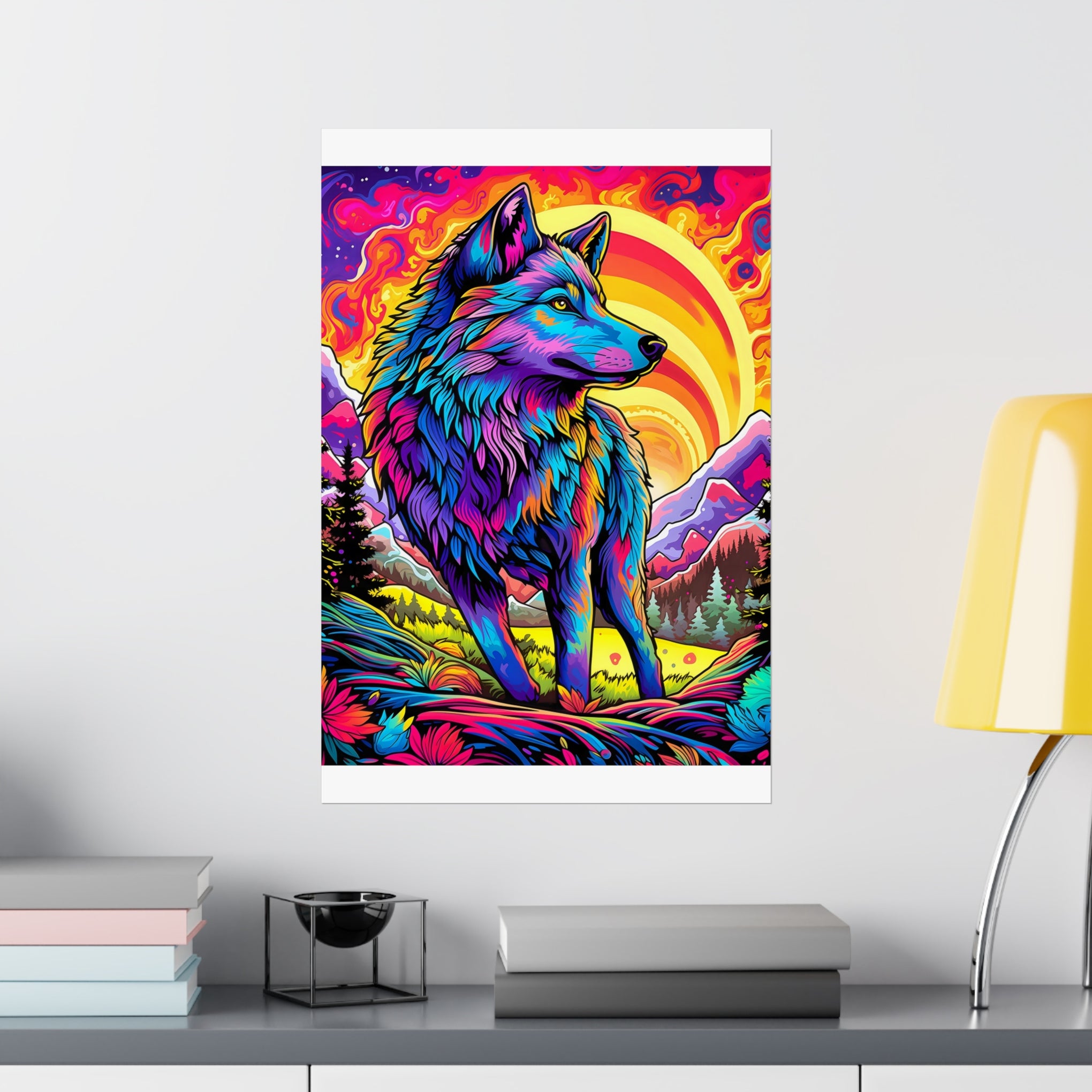 Embrace the Wild: Vintage Wolf Psychedelia Matte Posters