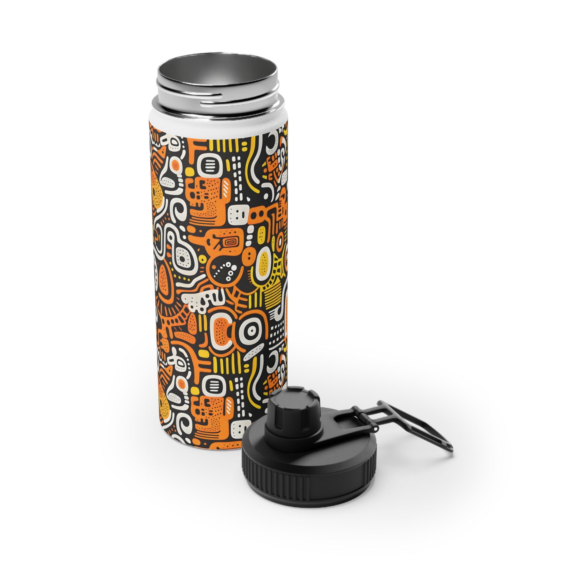 Psychedelic Fusion: Keith Haring Inspired Stainless Steel Water Bottle Sports Lid