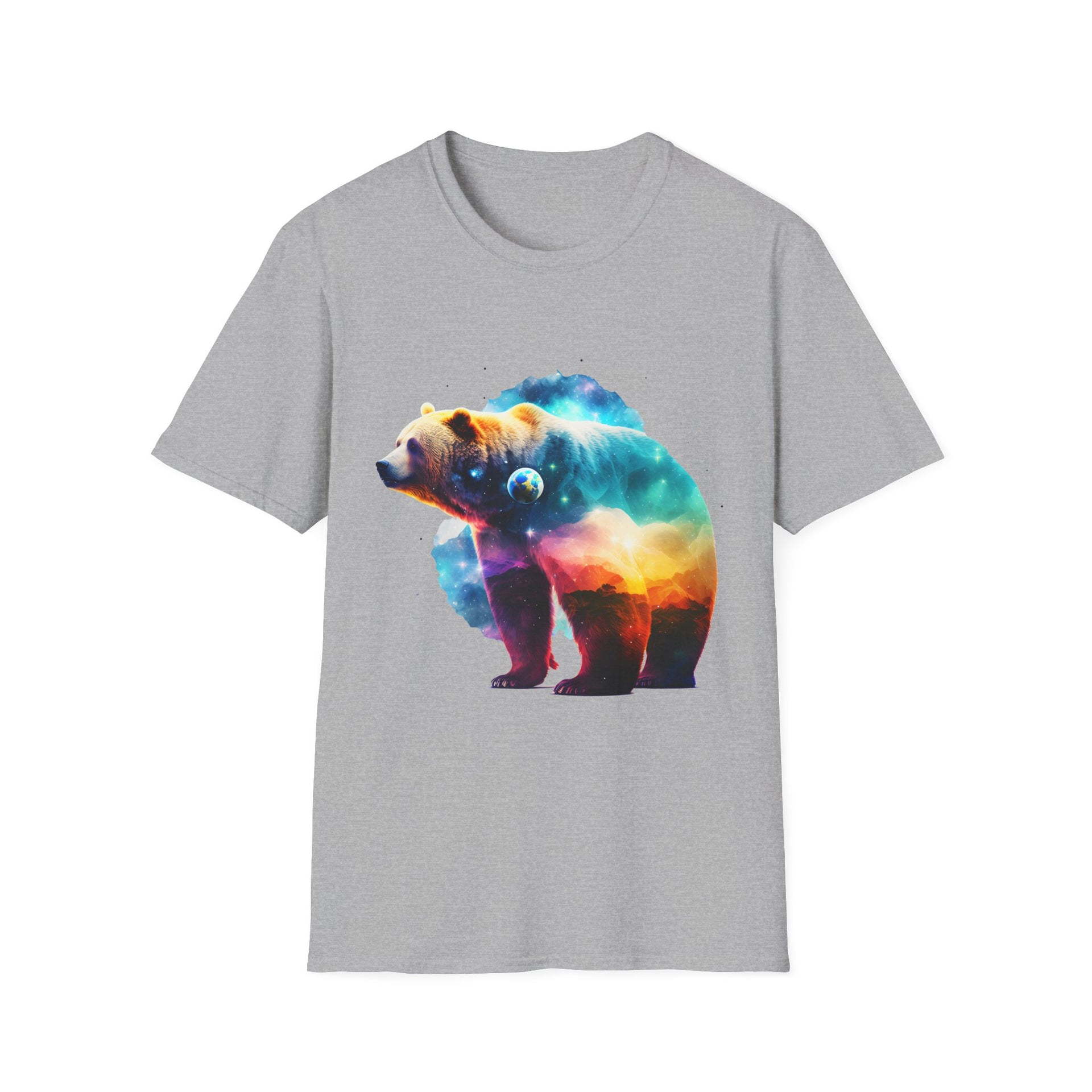 Majestic Bear T-Shirt with Surreal Cosmic Landscape 🌌🐻