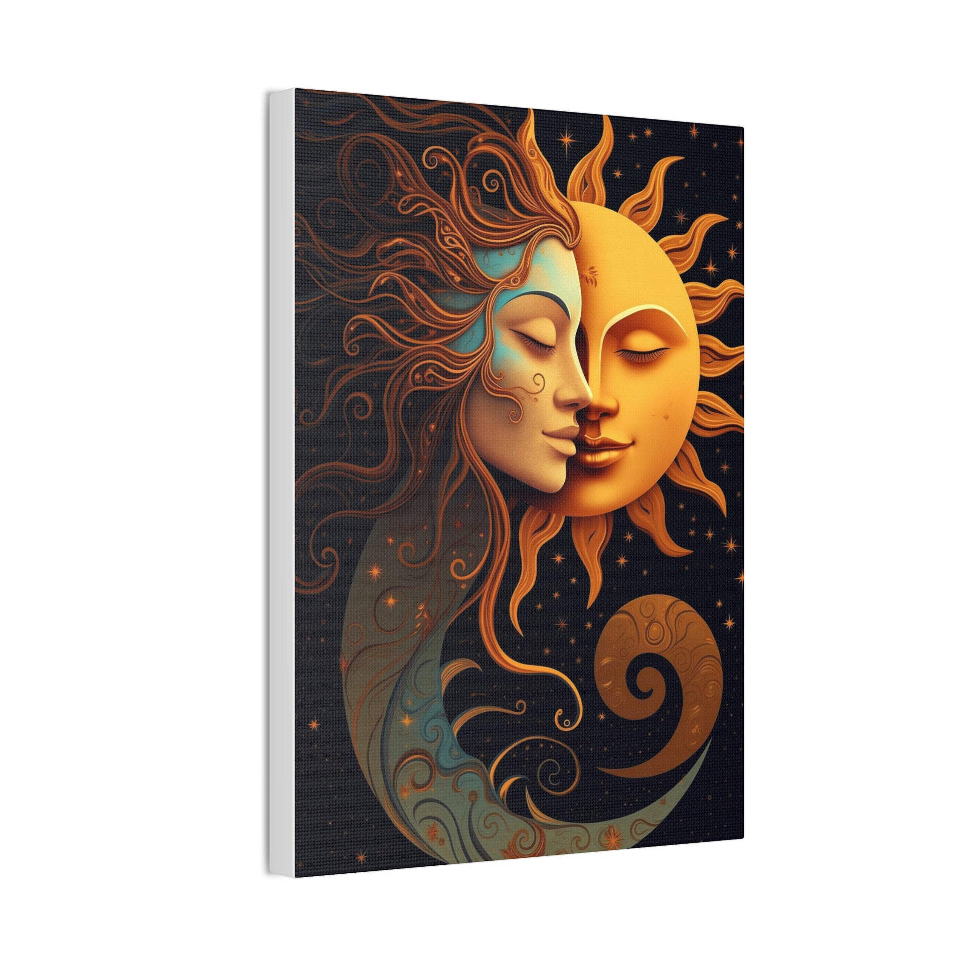 Celestial Harmony: Sun & Moon Canvas Print