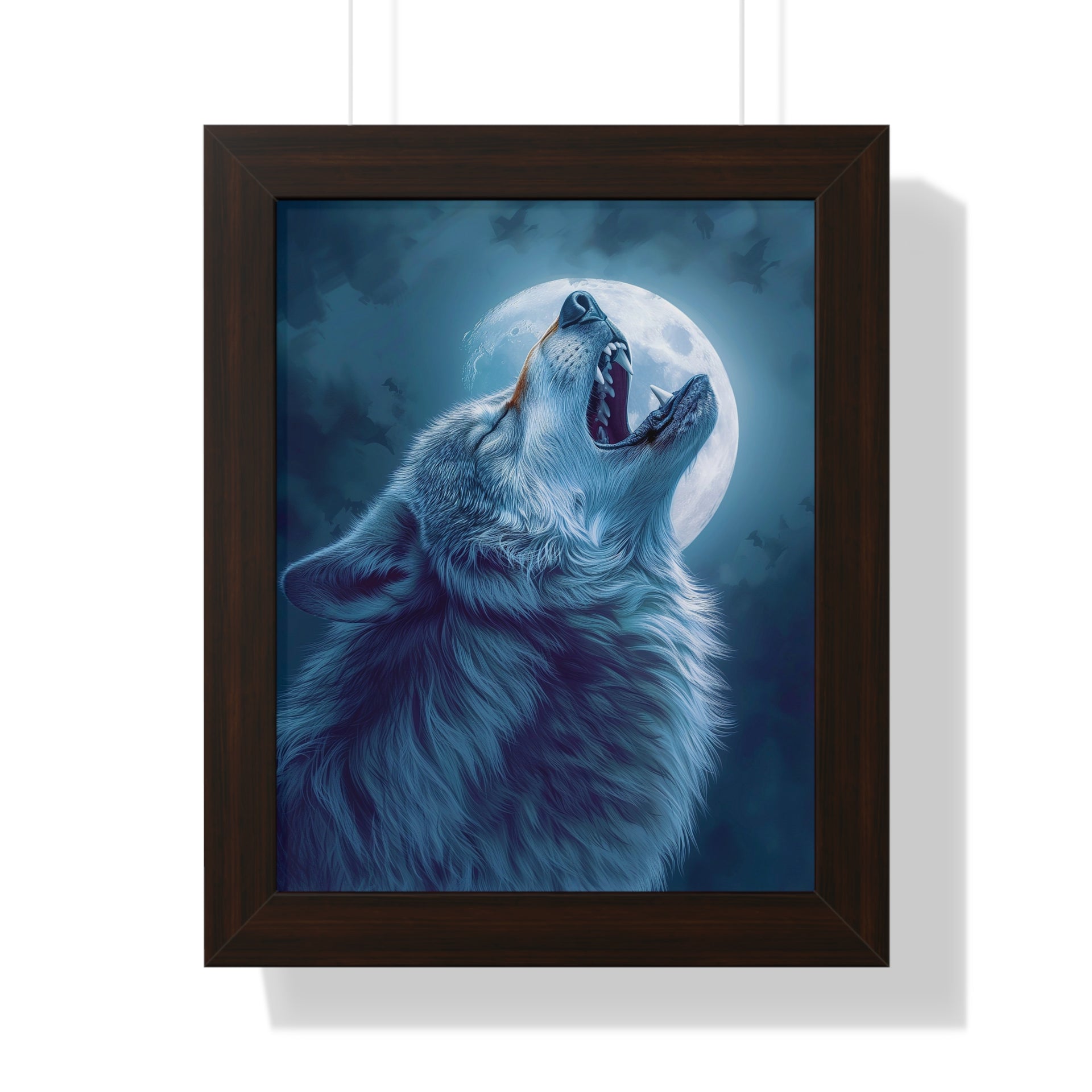 Midnight Howl: Epic Fantasy Wolf Poster Framed Vertical Poster