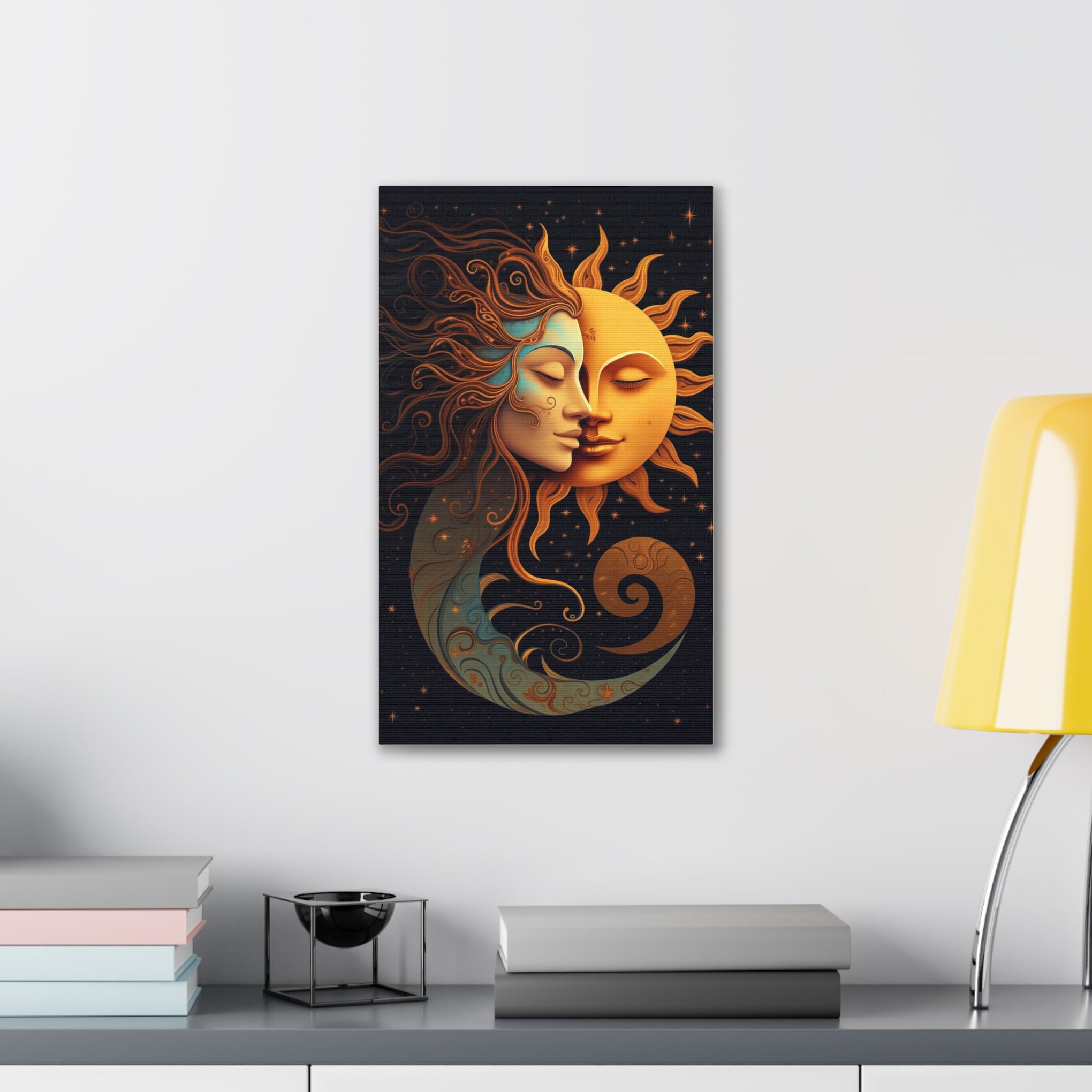 Celestial Harmony: Sun & Moon Canvas Print