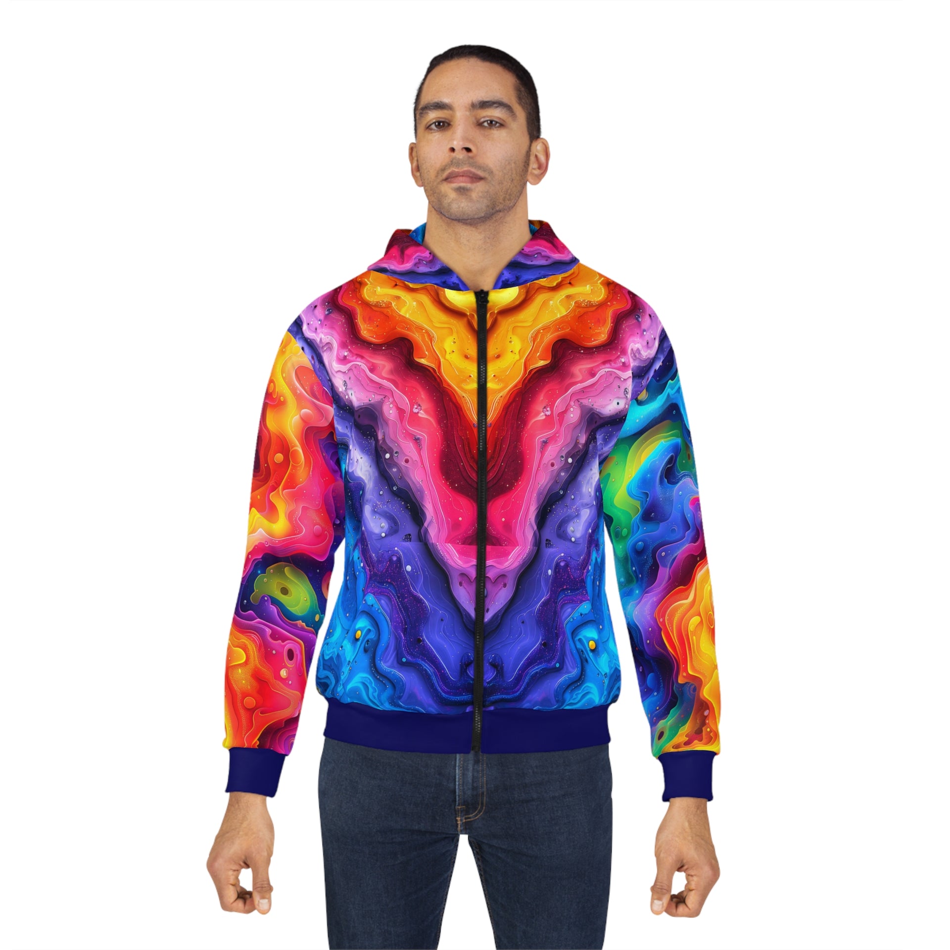 Rainbow Rhapsody: Lisa Frank Inspired Unisex Zip Hoodie for Groovy Souls! | Unisex Zip Hoodie (AOP)