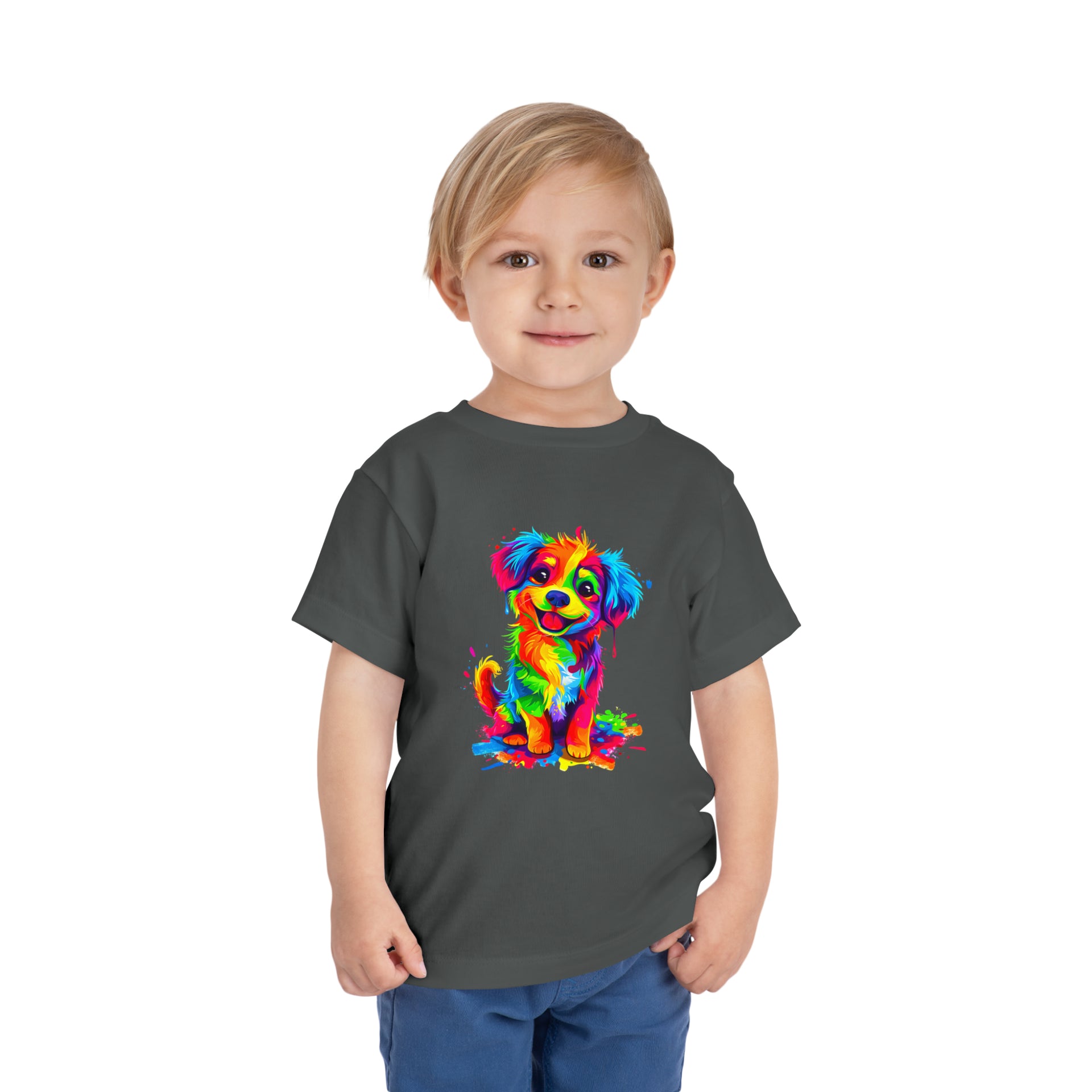 Rainbow Dreams: Disney-Inspired Happy Dog Cartoon | Toddler Short Sleeve Tee