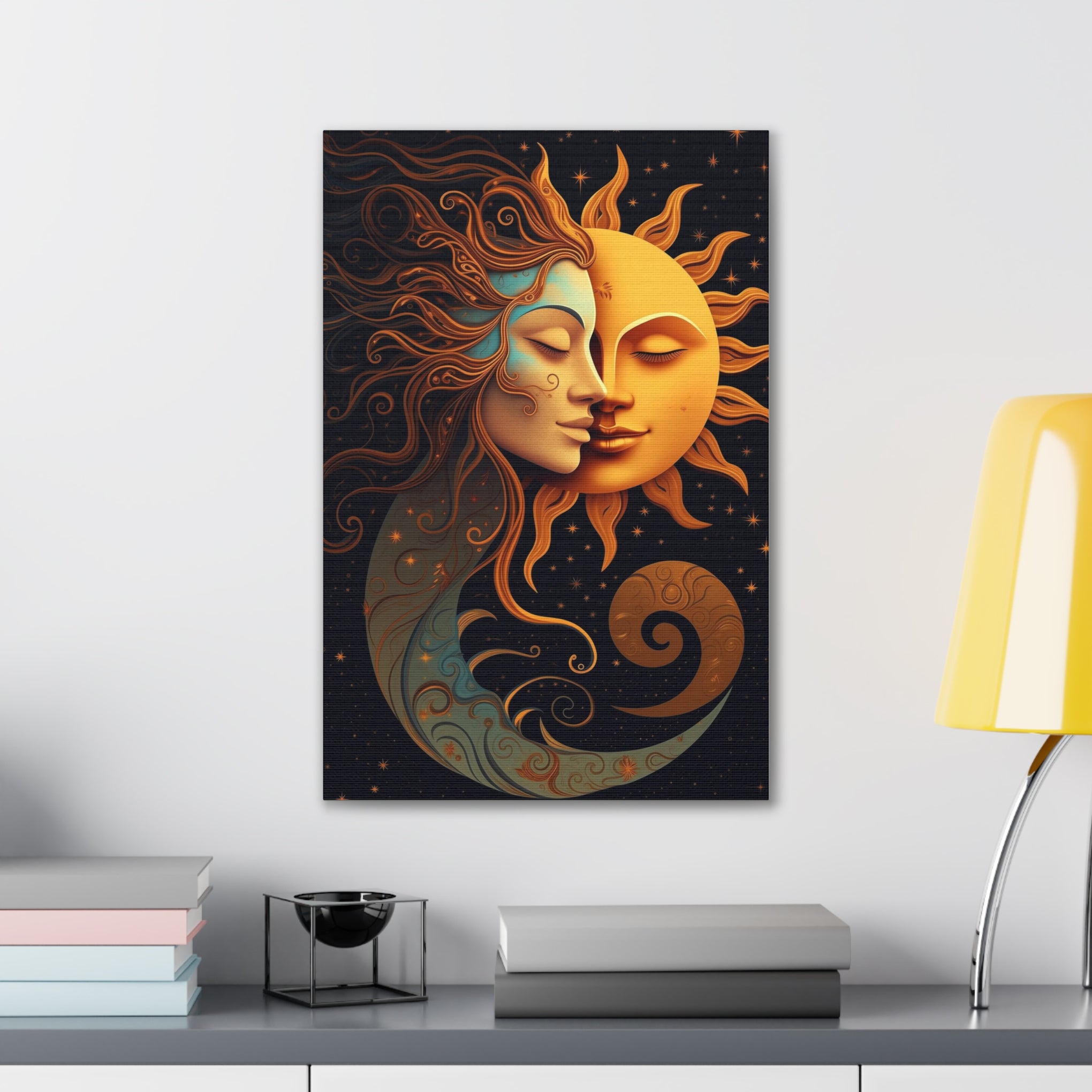 Celestial Harmony: Sun & Moon Canvas Print