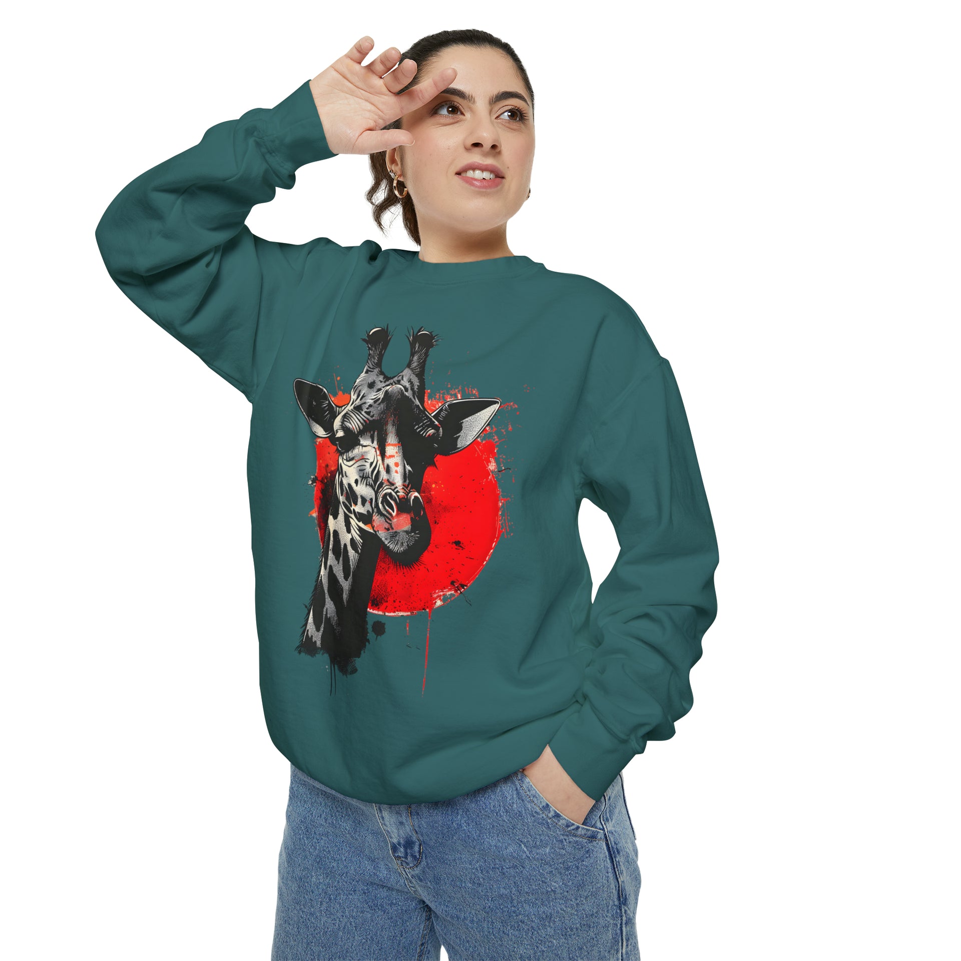 Sunshine Smiles: Embrace the Kawaii Charm of This Contoured Giraffe Sweatshirt