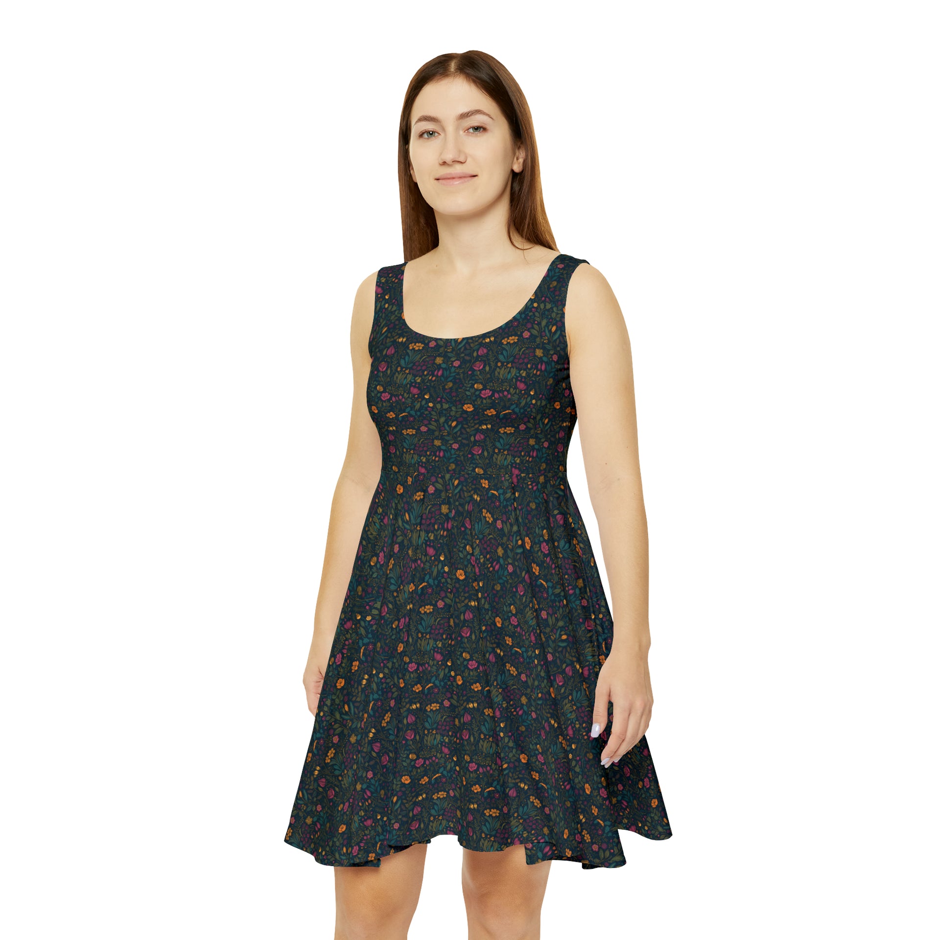 Whimsical Bloom: Where Harmony Dances in This Fantasy Skater Dress | Women's Skater Dress (AOP)