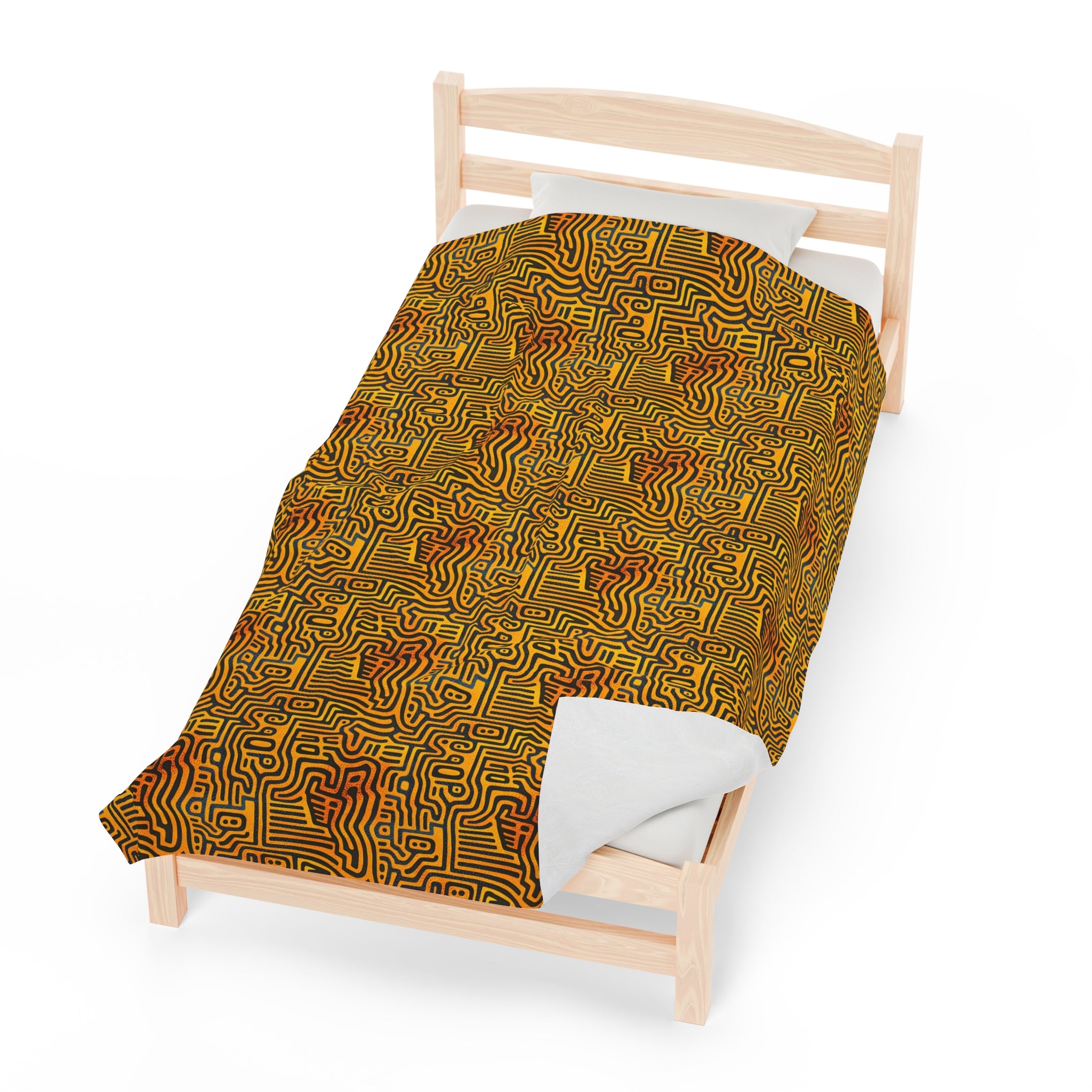 Sunset Dreams: Velveteen Plush Blanket with Optical Illusion Art