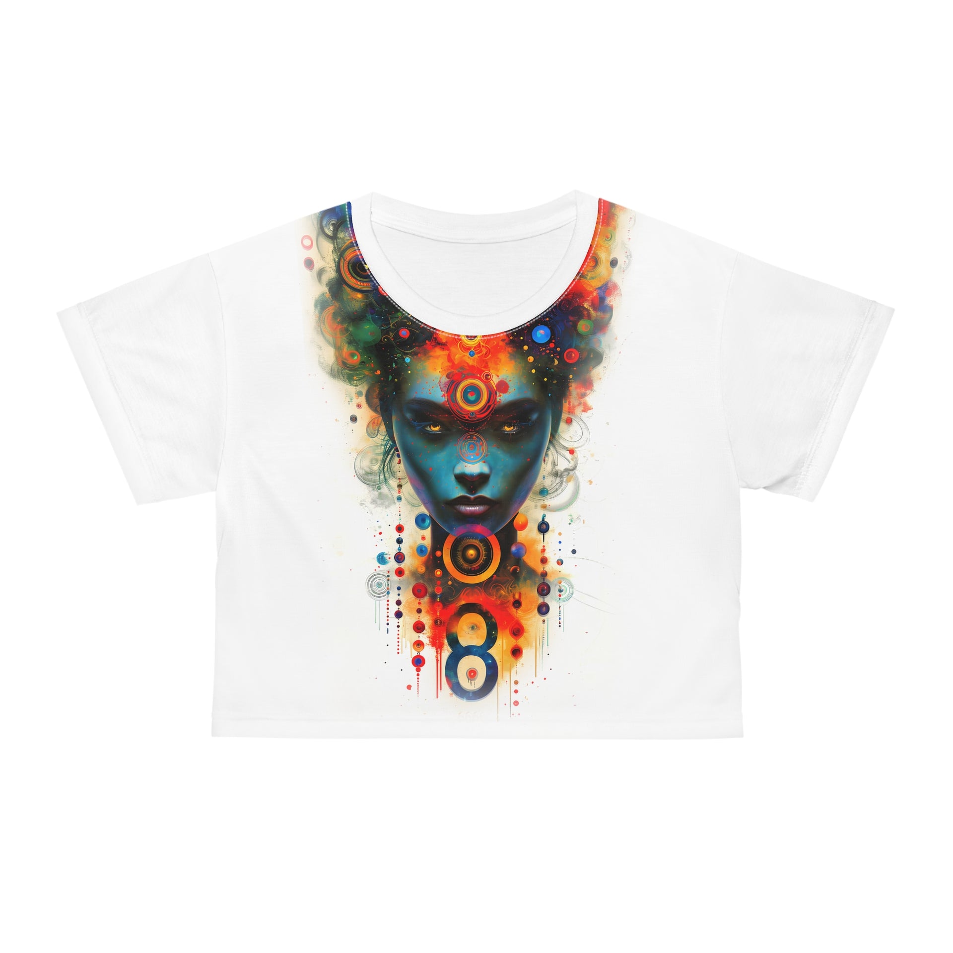 Unleash Your Inner Enigma: Hypnotic Thirty-Five Crop Tee Mesmerizes Crop Tee (AOP)