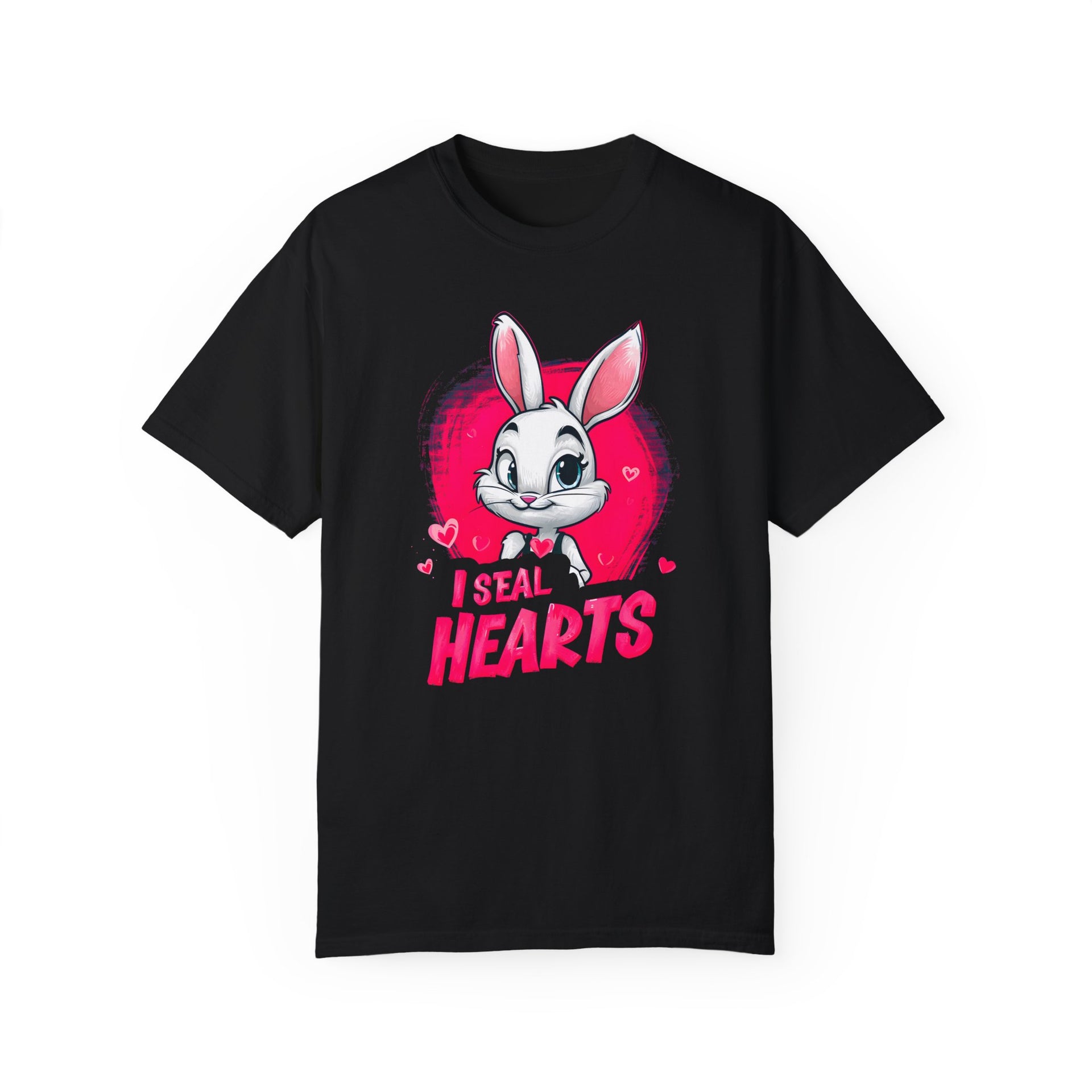 Hop to It, Heartbreaker: This Bunny Steals Smiles, Not Hearts | Valentine's Day | Unisex Garment-Dyed T-shirt