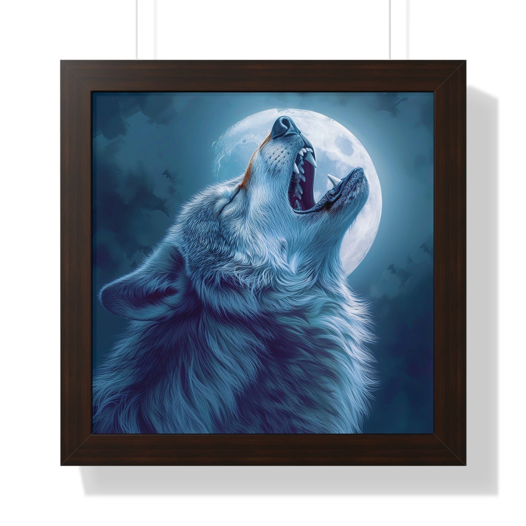 Midnight Howl: Epic Fantasy Wolf Poster Framed Vertical Poster