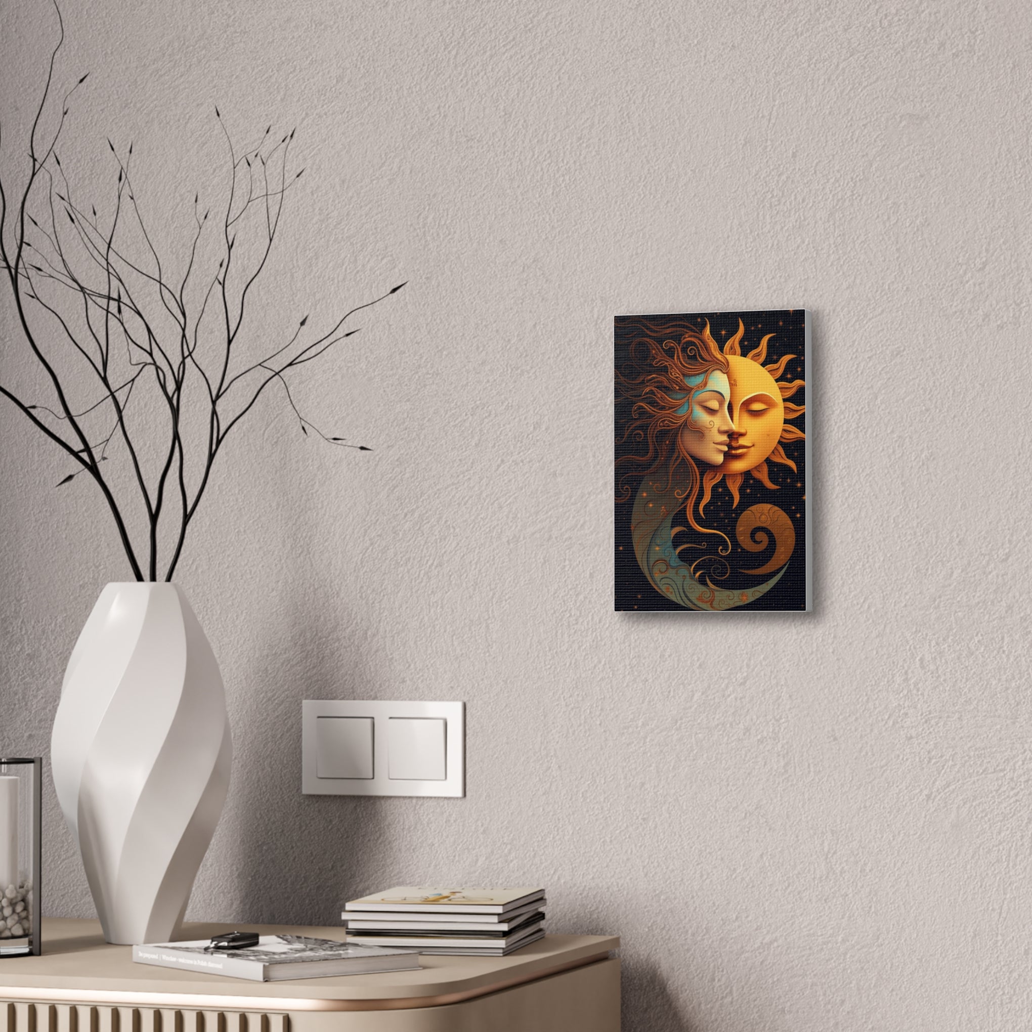 Celestial Harmony: Sun & Moon Canvas Print