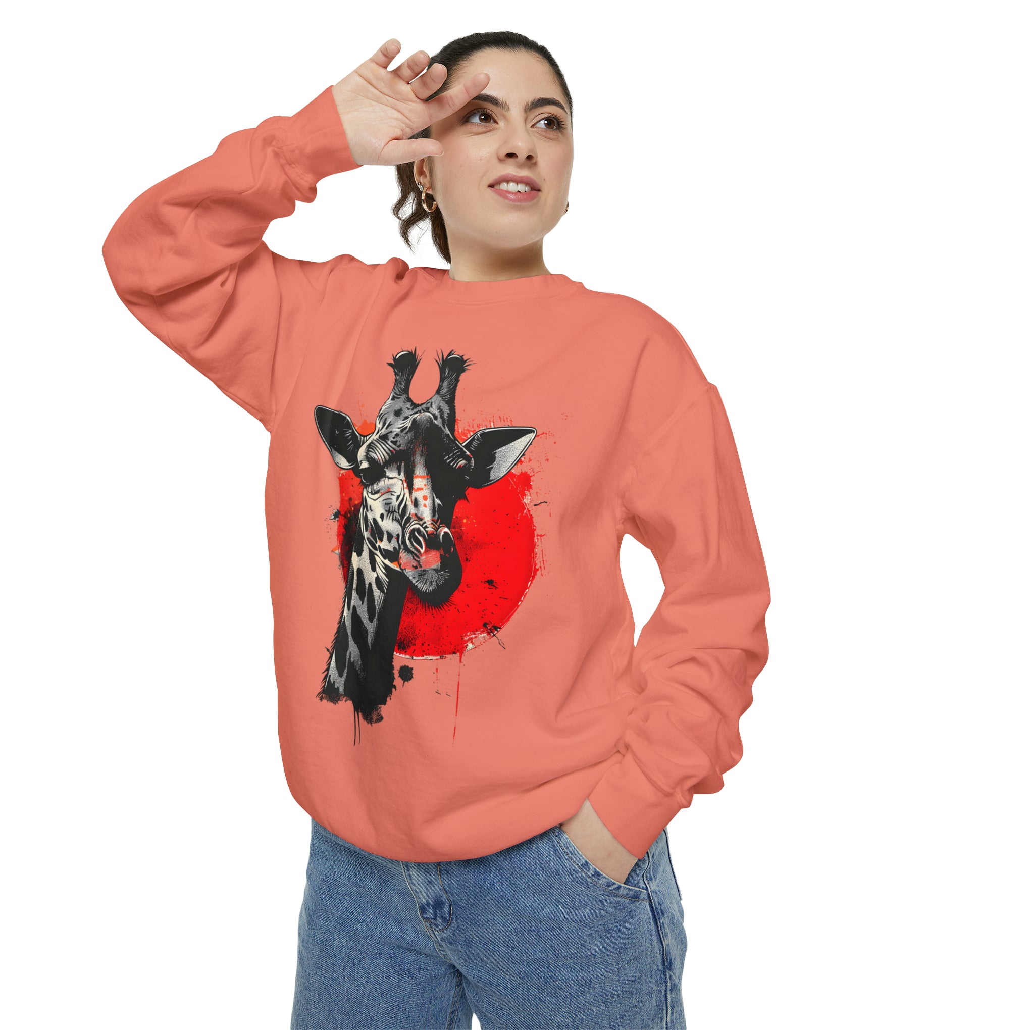 Sunshine Smiles: Embrace the Kawaii Charm of This Contoured Giraffe Sweatshirt