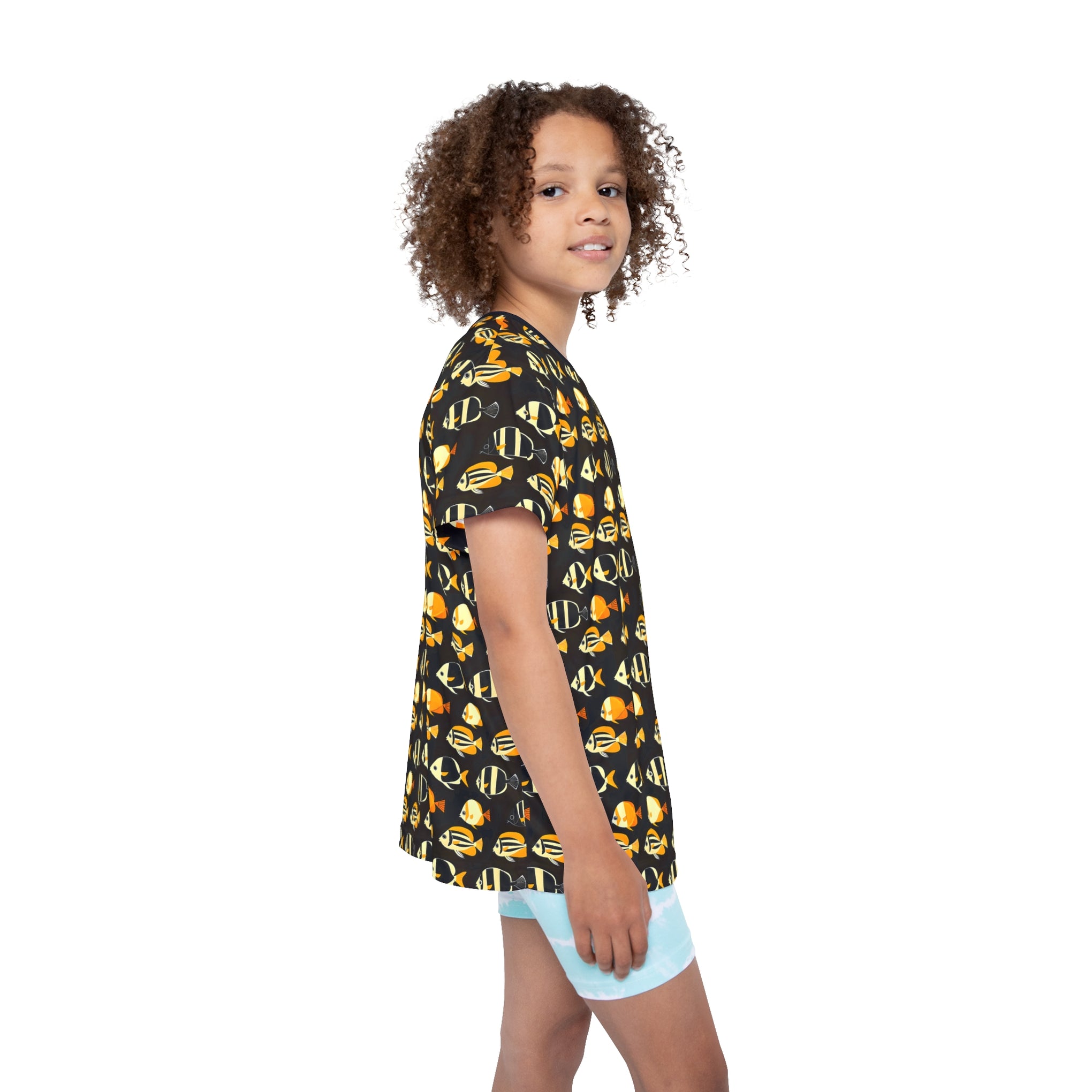 Zen Fish: Japanese Geometric Bannerfish Pattern Kids Sports Jersey (AOP)