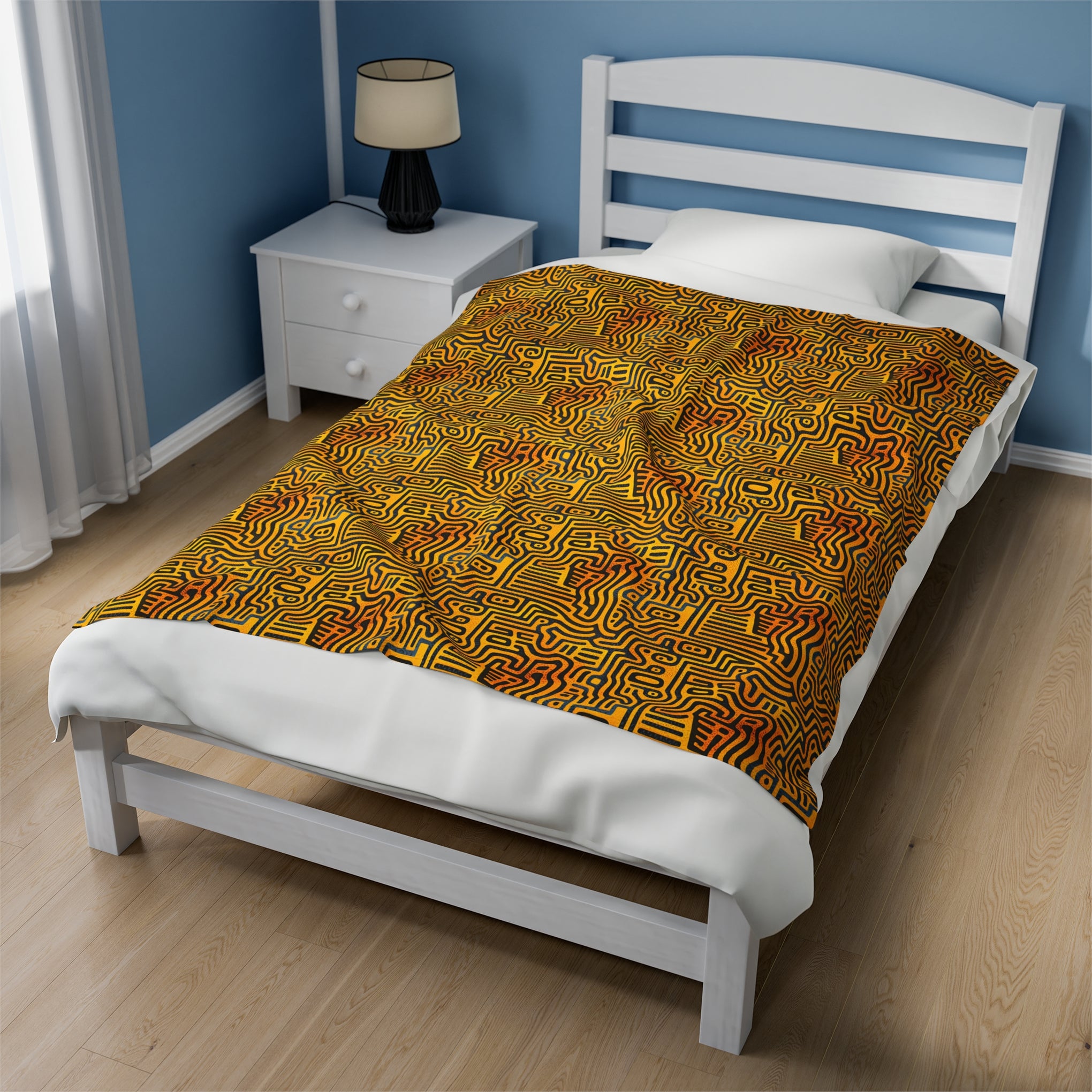 Sunset Dreams: Velveteen Plush Blanket with Optical Illusion Art