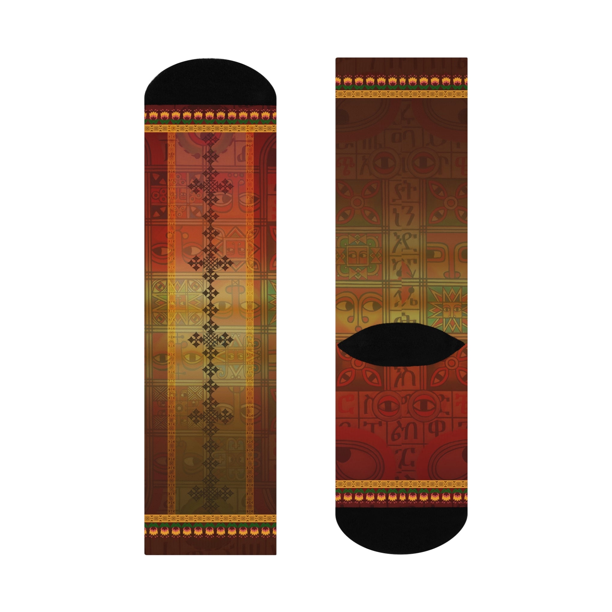 Step into Style: The Ethiopian Tapestry Socks Cushioned Crew Socks