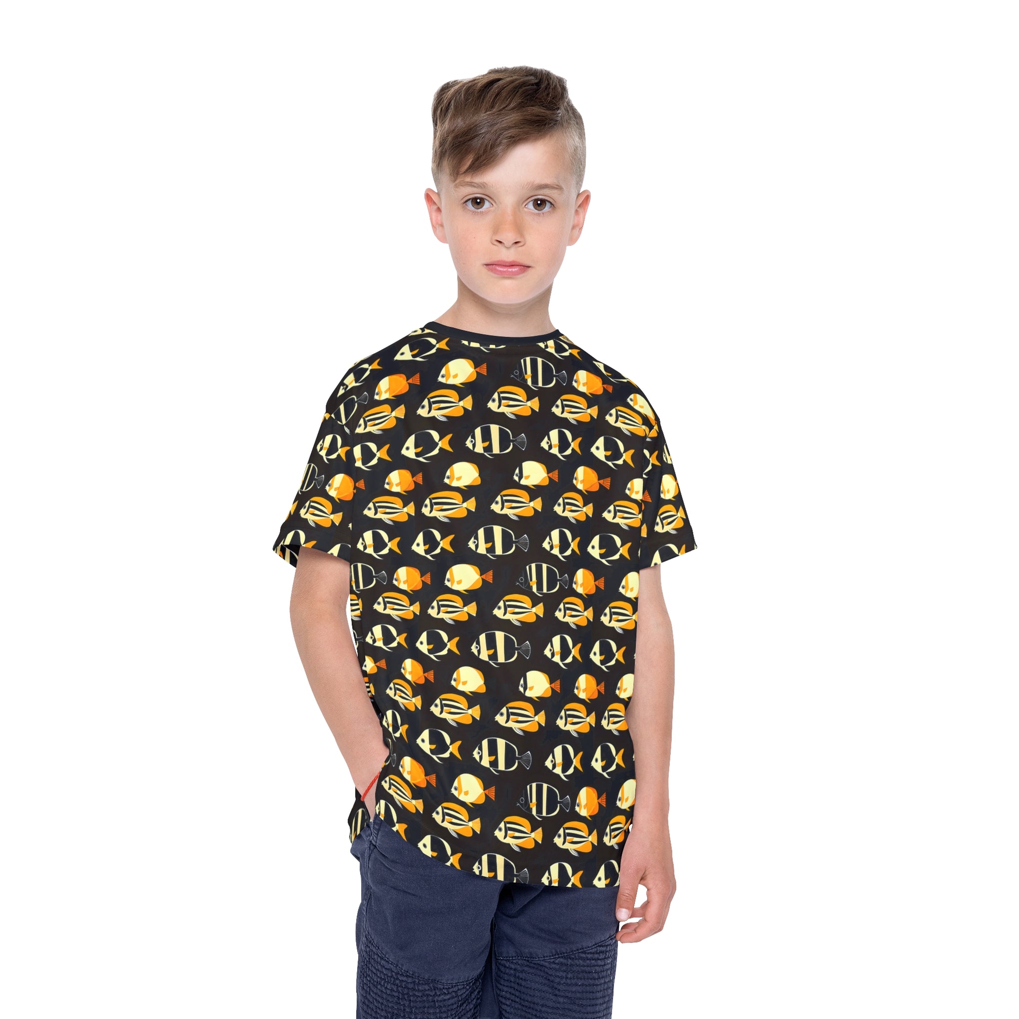 Zen Fish: Japanese Geometric Bannerfish Pattern Kids Sports Jersey (AOP)