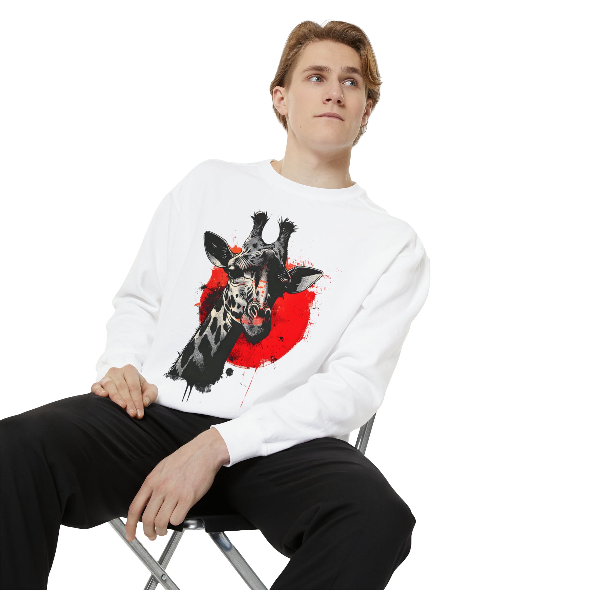 Sunshine Smiles: Embrace the Kawaii Charm of This Contoured Giraffe Sweatshirt