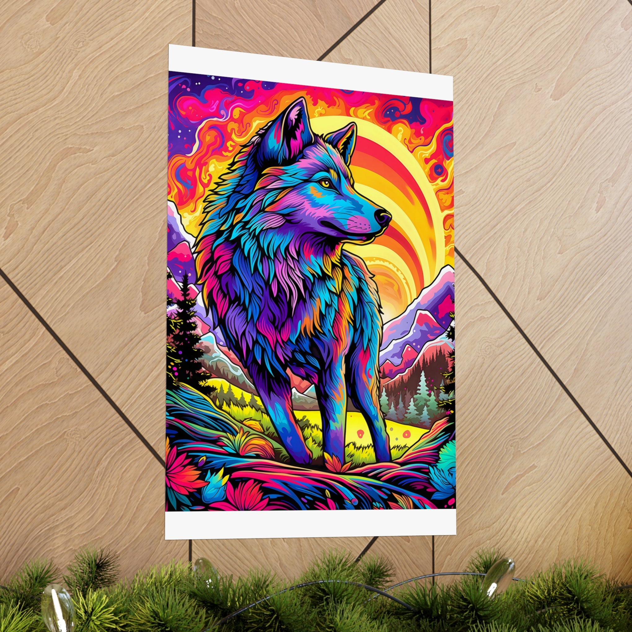 Embrace the Wild: Vintage Wolf Psychedelia Matte Posters