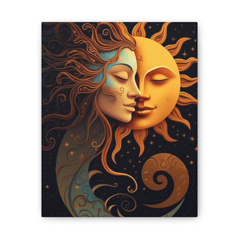 Celestial Harmony: Sun & Moon Canvas Print