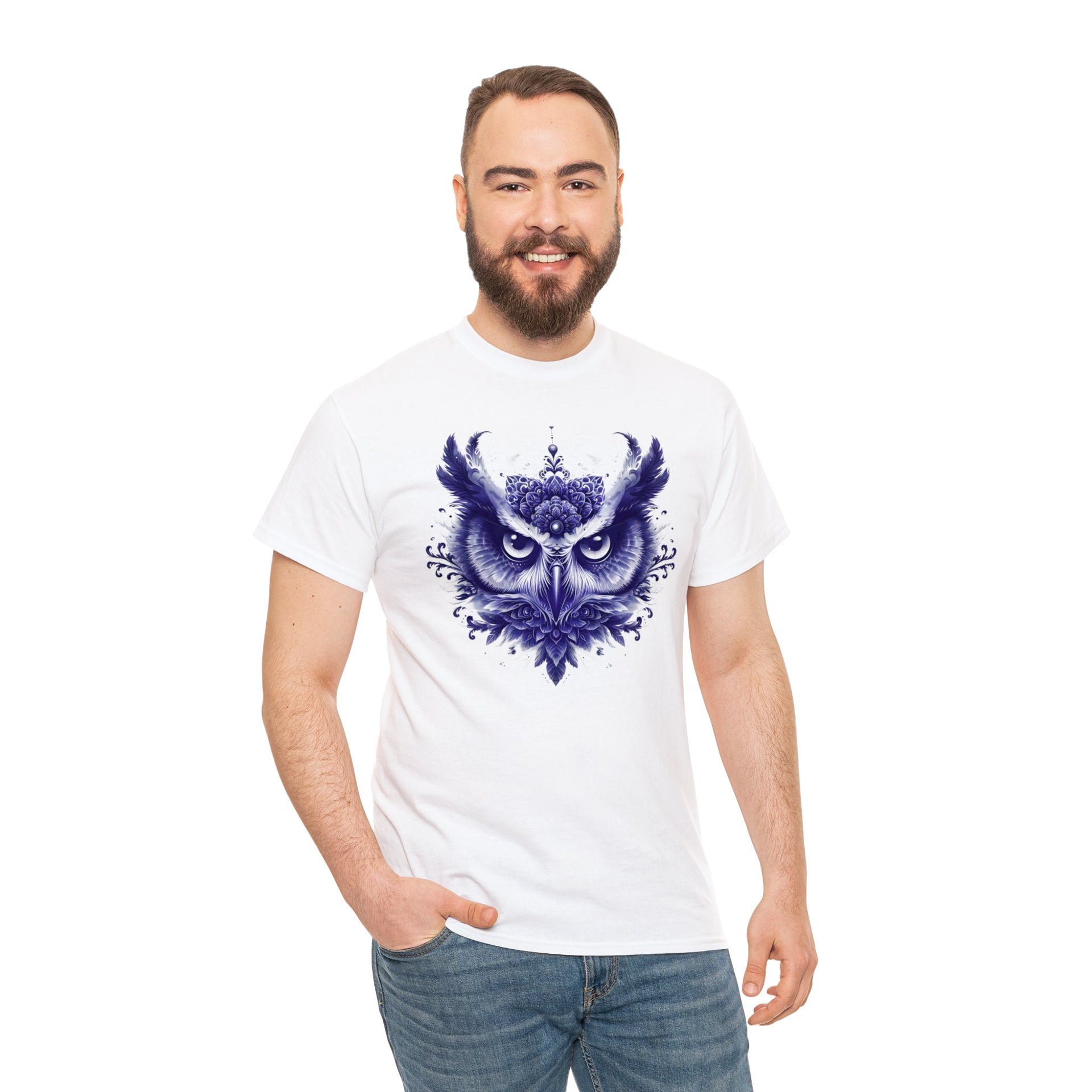 Gaze into Wisdom: Unleash the Enigmatic Power of This Owl Tee | Unisex Heavy Cotton Tee