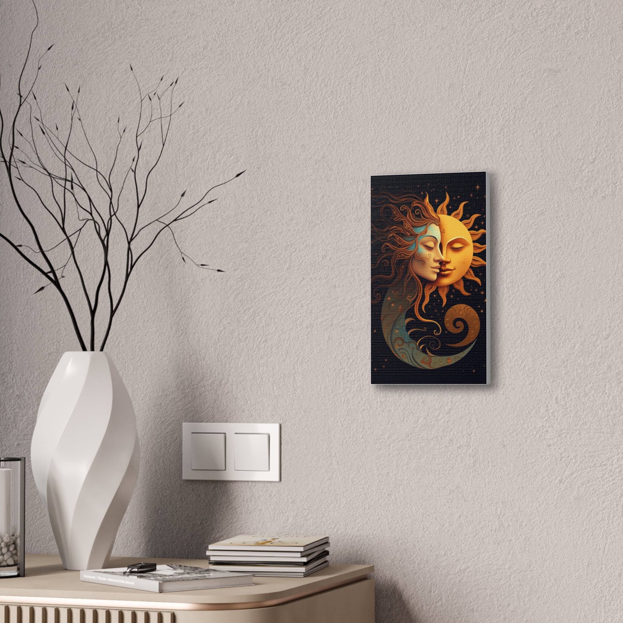 Celestial Harmony: Sun & Moon Canvas Print