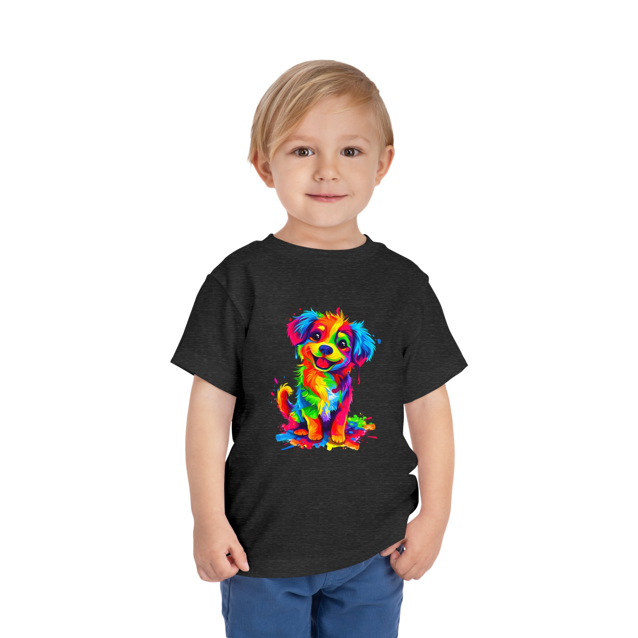 Rainbow Dreams: Disney-Inspired Happy Dog Cartoon | Toddler Short Sleeve Tee