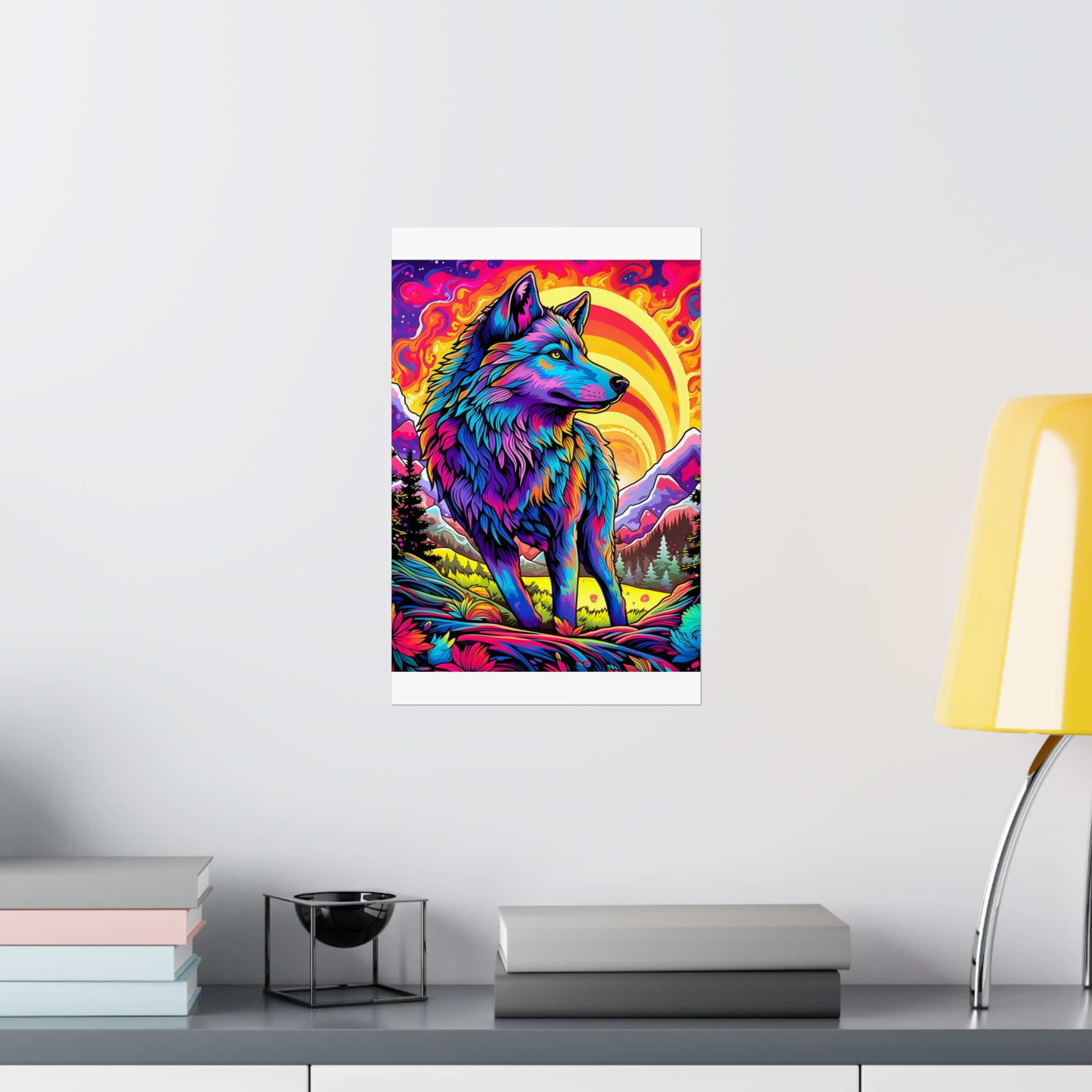 Embrace the Wild: Vintage Wolf Psychedelia Matte Posters