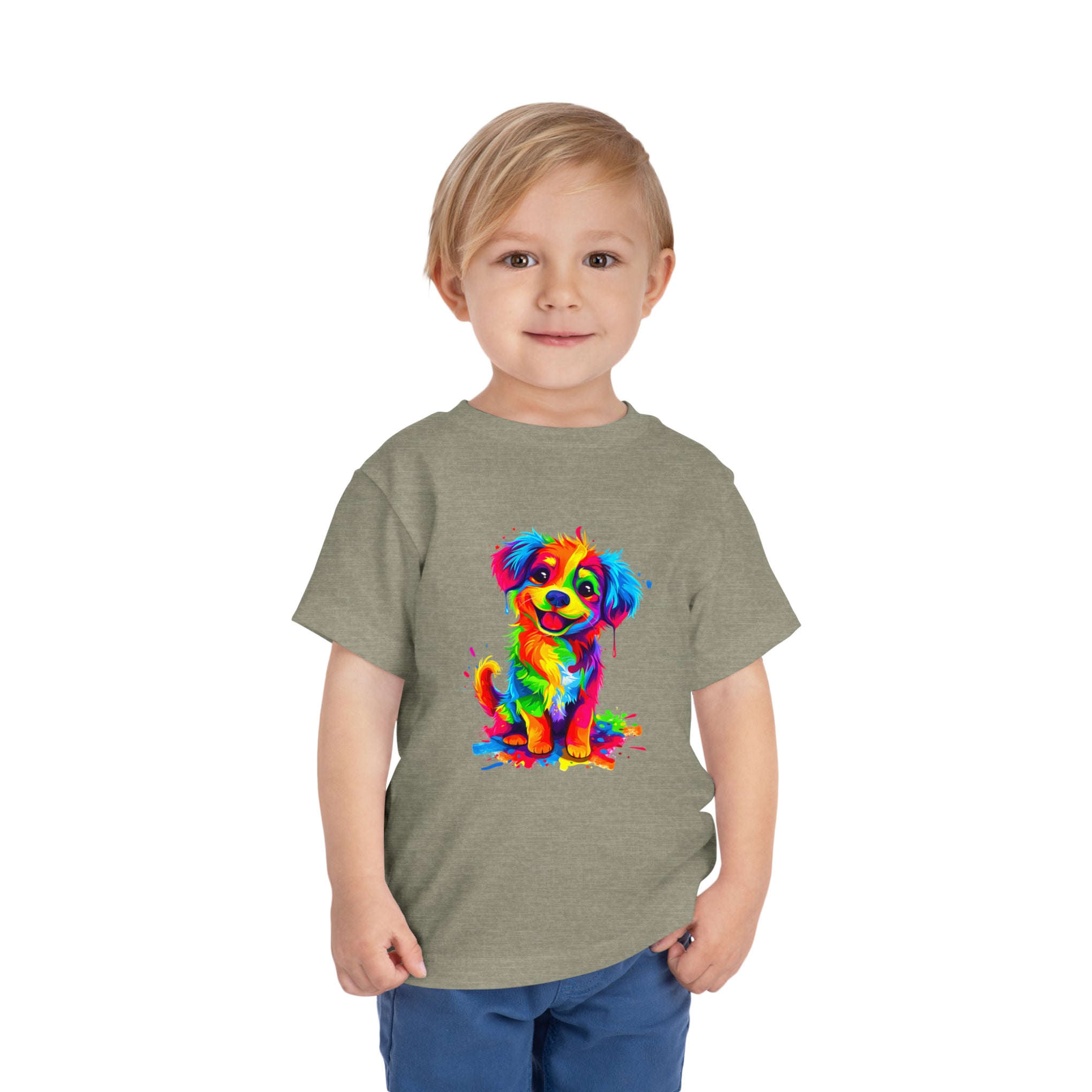 Rainbow Dreams: Disney-Inspired Happy Dog Cartoon | Toddler Short Sleeve Tee