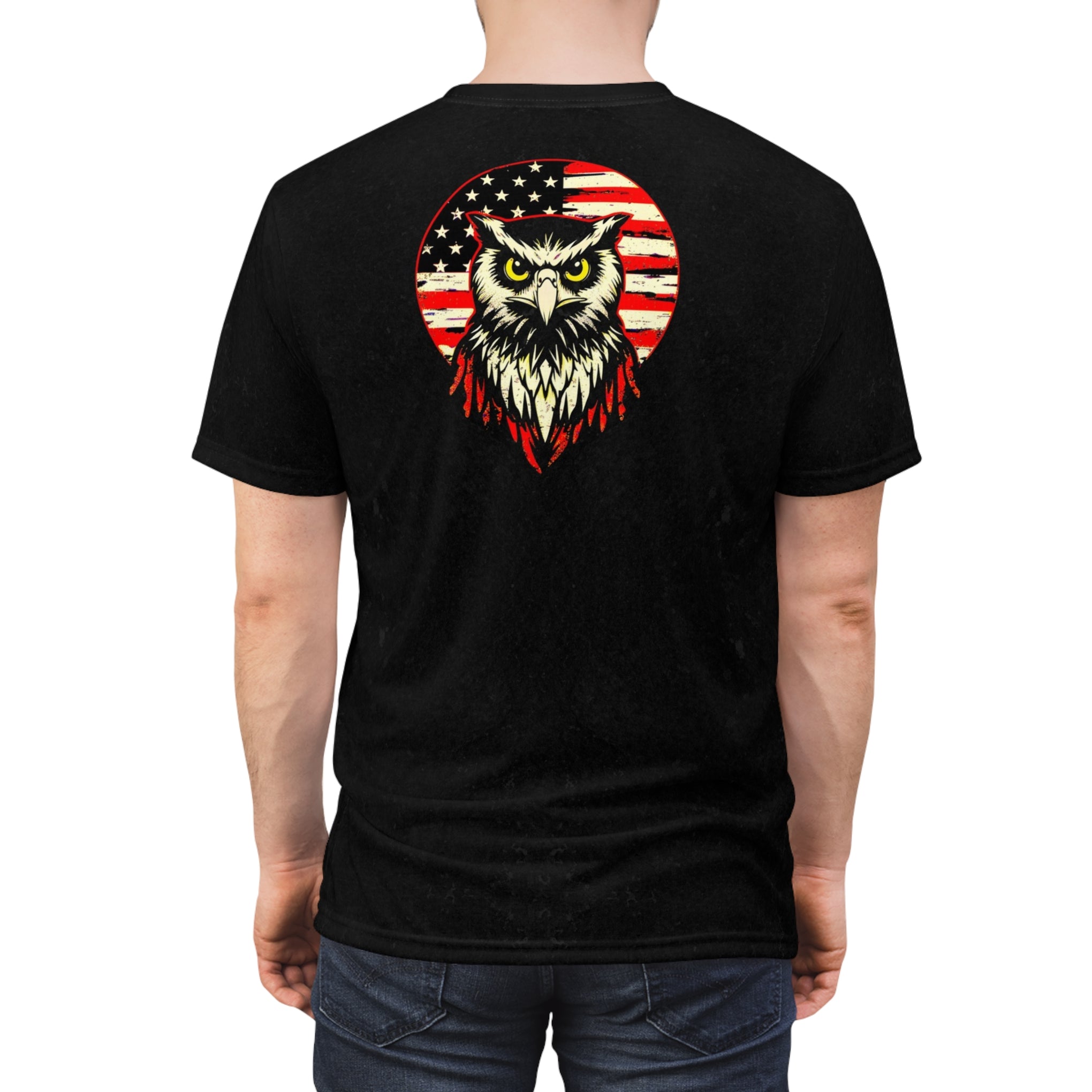 Wise Owl, American Heart - Patriotic Spirit Tee Unisex Cut & Sew Tee (AOP)