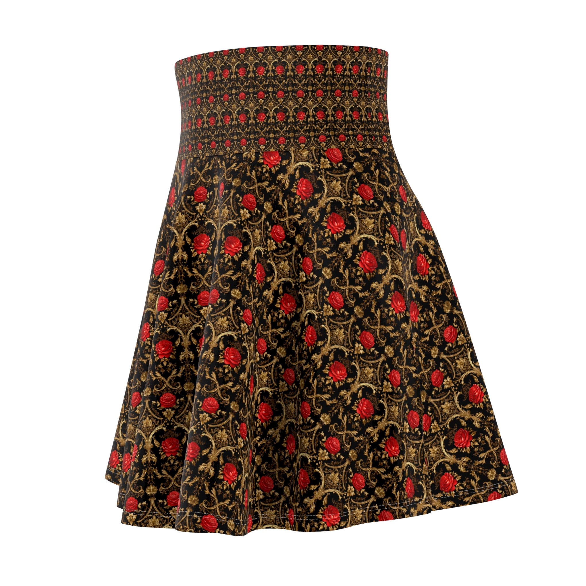 Twirl in Time: Where Vintage Elegance Meets Sparkly Romance | Women's Skater Skirt (AOP)