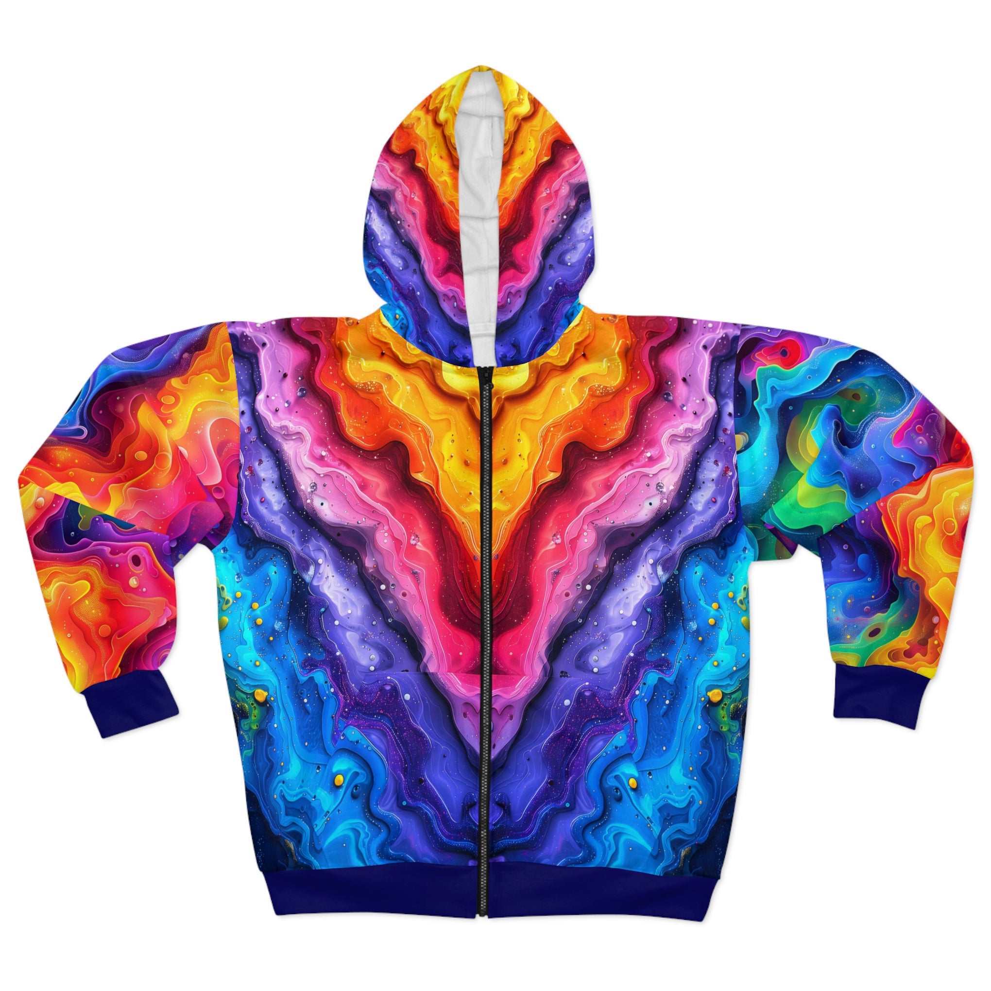 Rainbow Rhapsody: Lisa Frank Inspired Unisex Zip Hoodie for Groovy Souls! | Unisex Zip Hoodie (AOP)