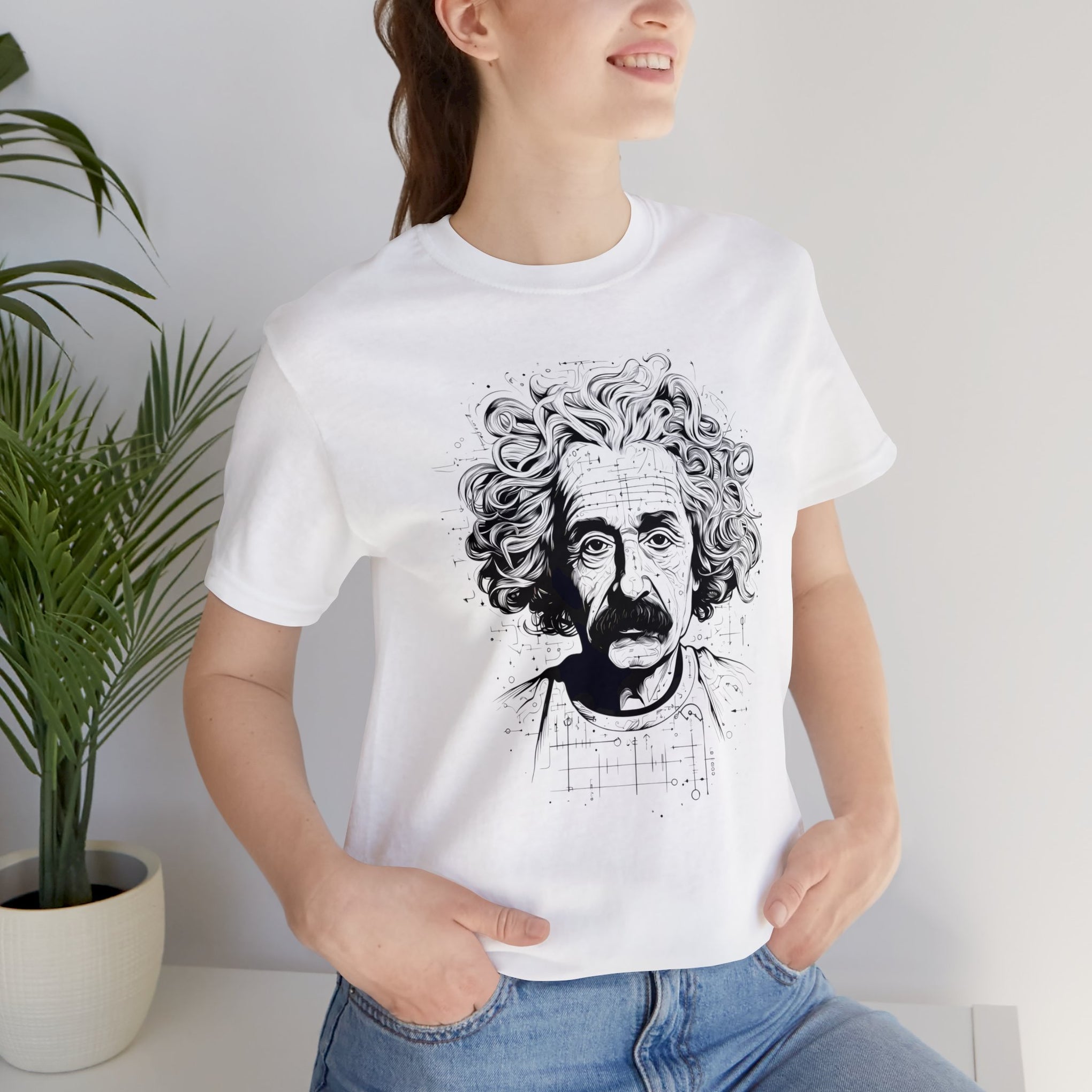 Channel Your Inner Genius: Unveil the Einstein Within with This Line Art Jersey | Unisex Jersey Short Sleeve Tee