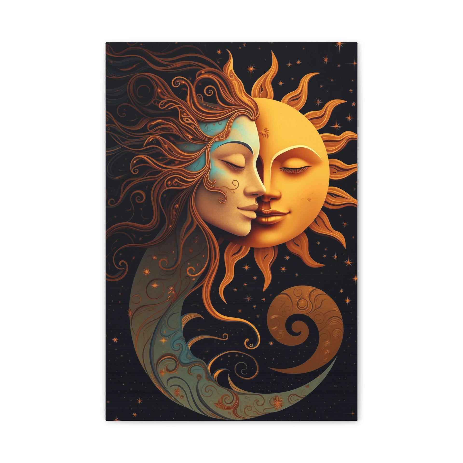 Celestial Harmony: Sun & Moon Canvas Print