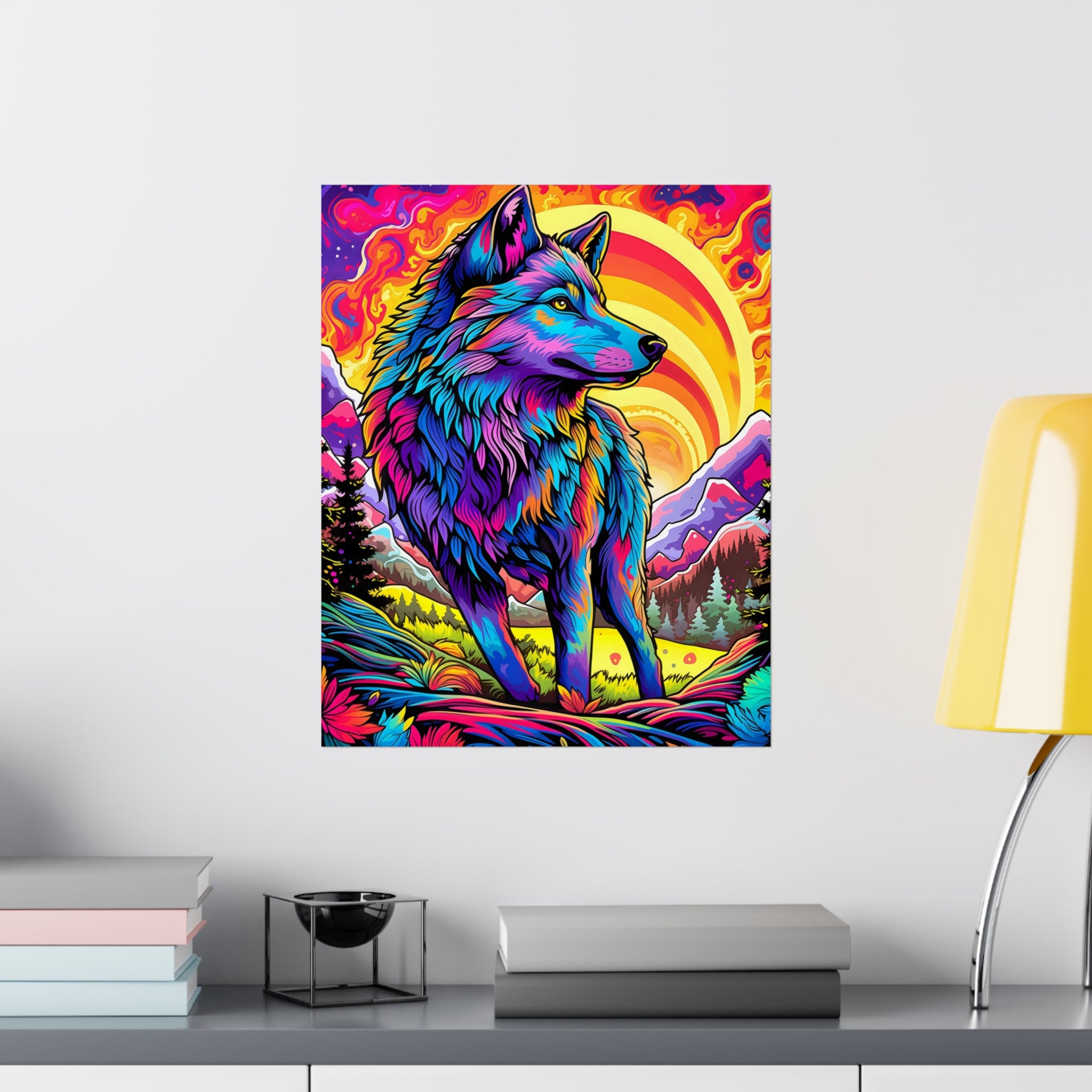 Embrace the Wild: Vintage Wolf Psychedelia Matte Posters