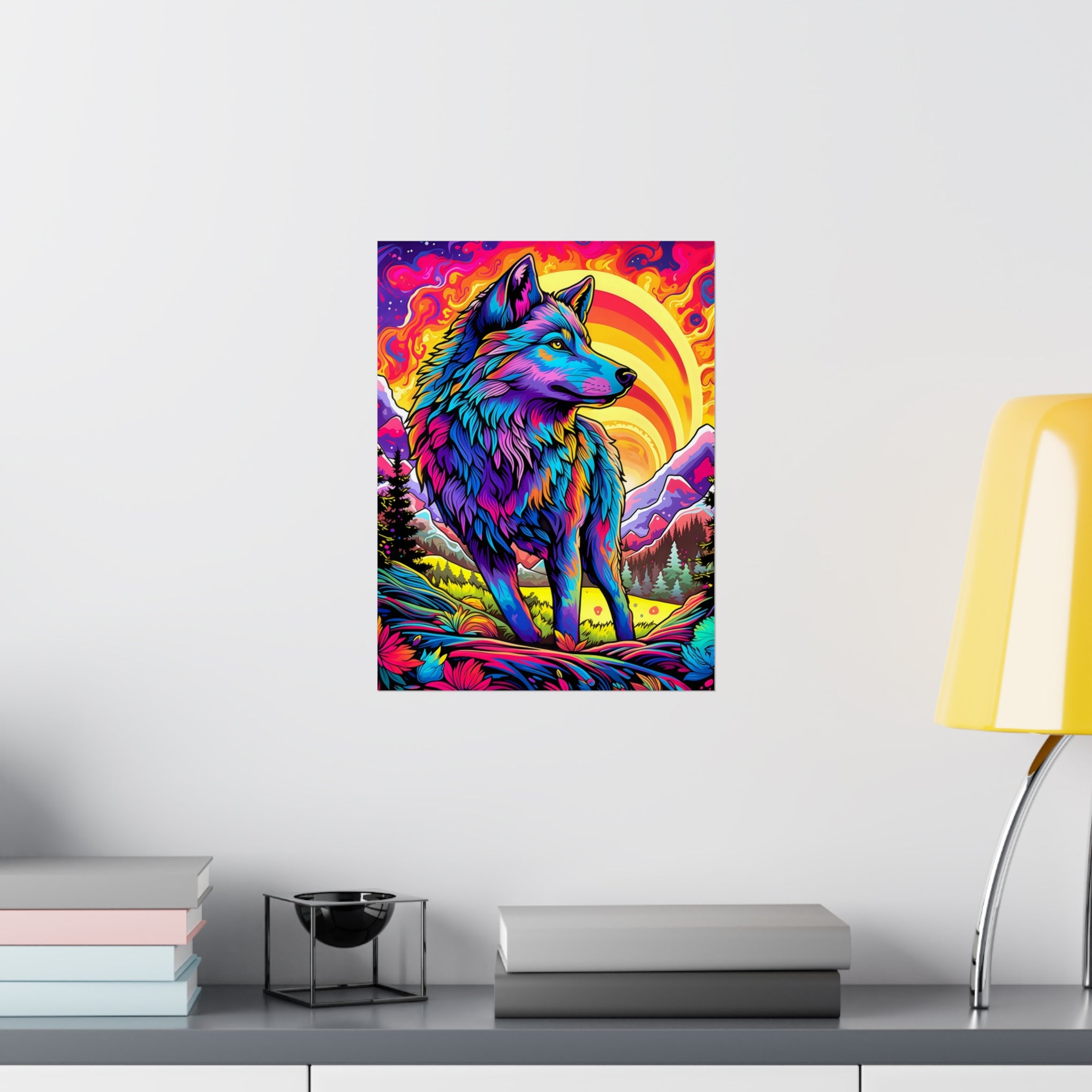 Embrace the Wild: Vintage Wolf Psychedelia Matte Posters