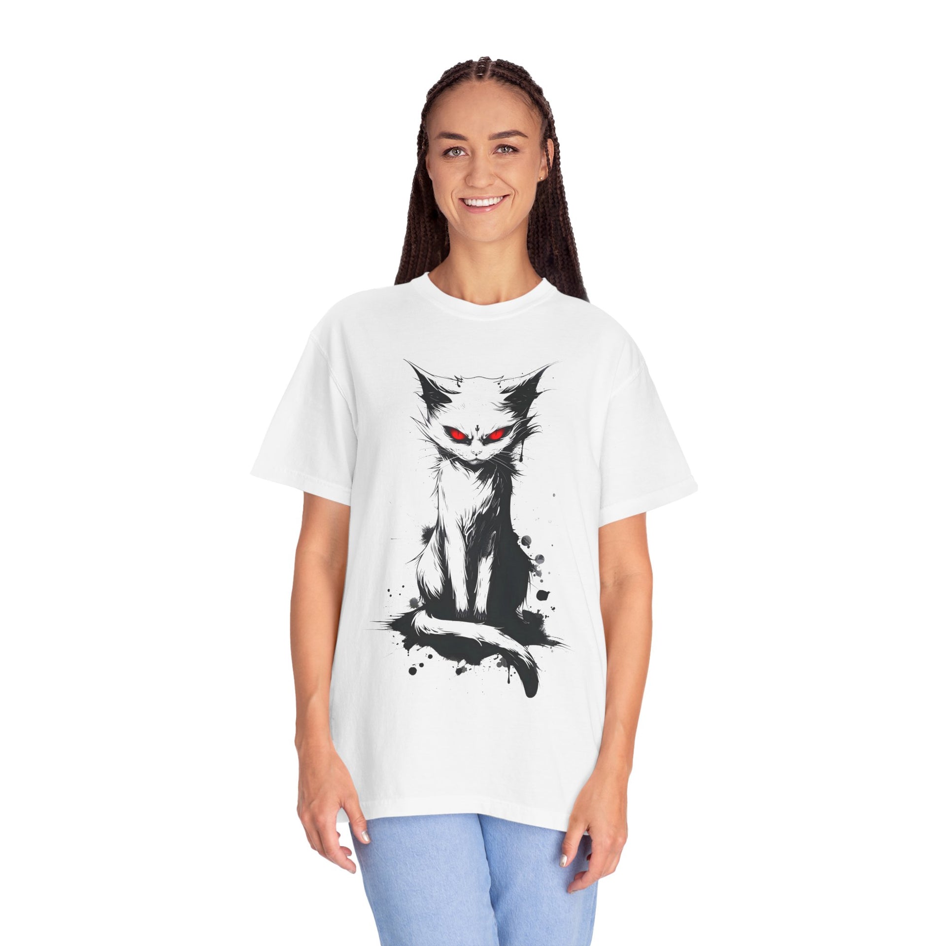 Fierce Cat Design Unisex Garment-Dyed T-Shirt – Bold, Edgy Fashion at Infinite Visibility