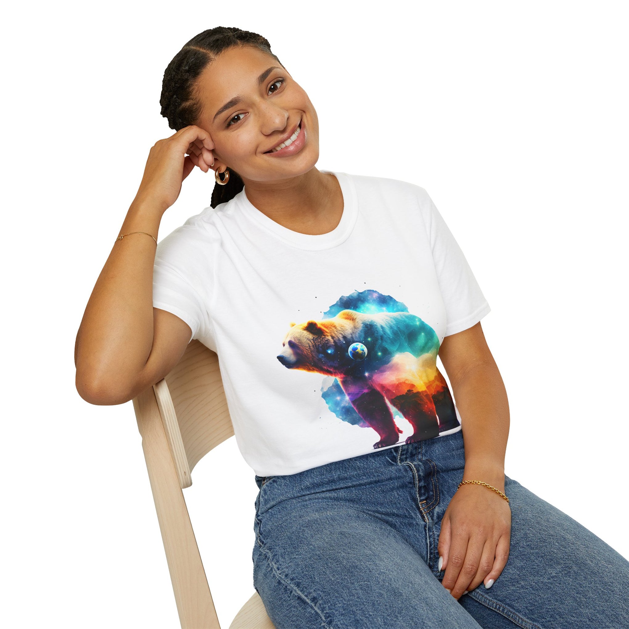 Majestic Bear T-Shirt with Surreal Cosmic Landscape 🌌🐻