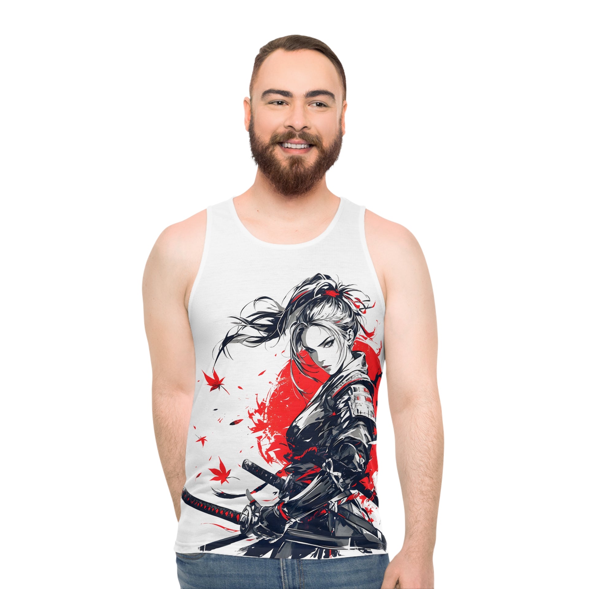 Channel Your Inner Warrior: Own the Darkness with This Samurai Queen Tank | Unisex Tank Top (AOP)