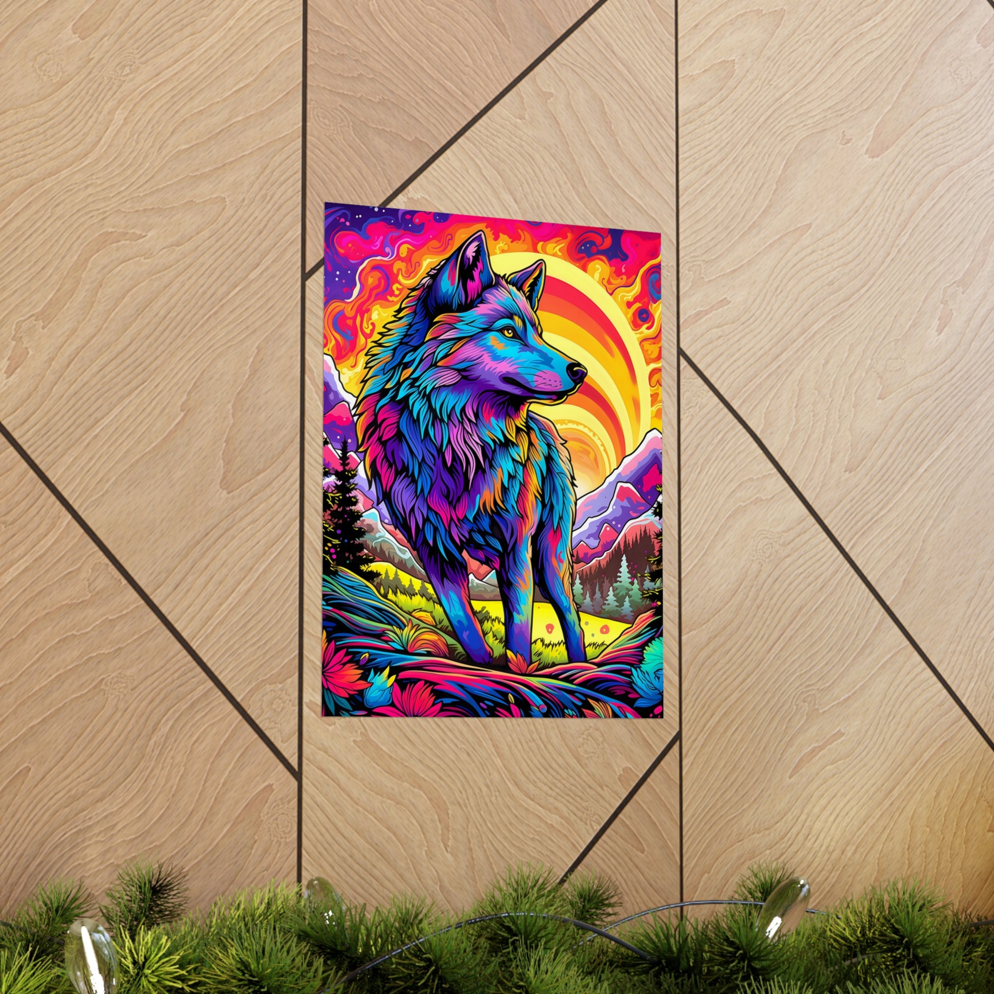 Embrace the Wild: Vintage Wolf Psychedelia Matte Posters